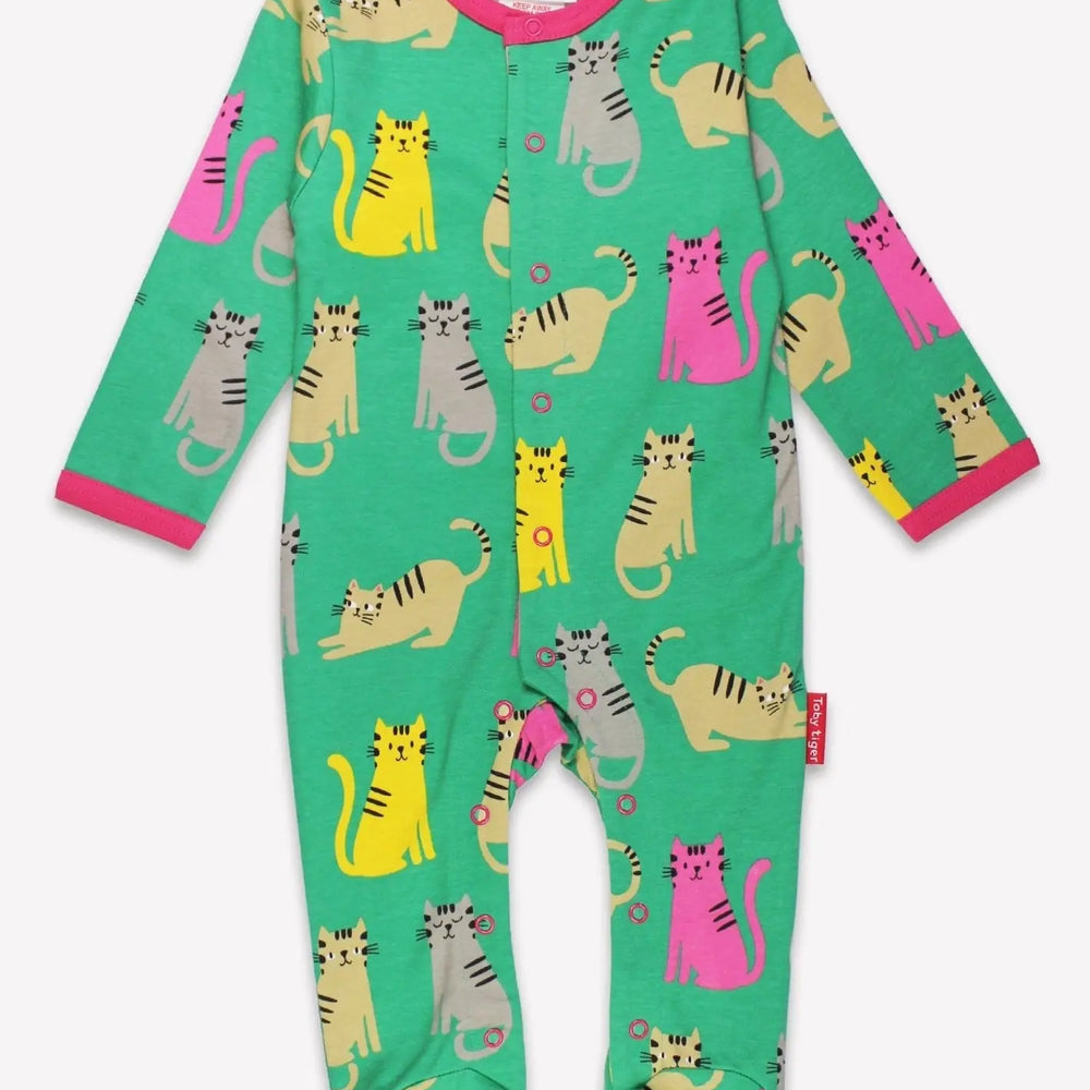 Organic Kitten Print Sleepsuit Toby Tiger