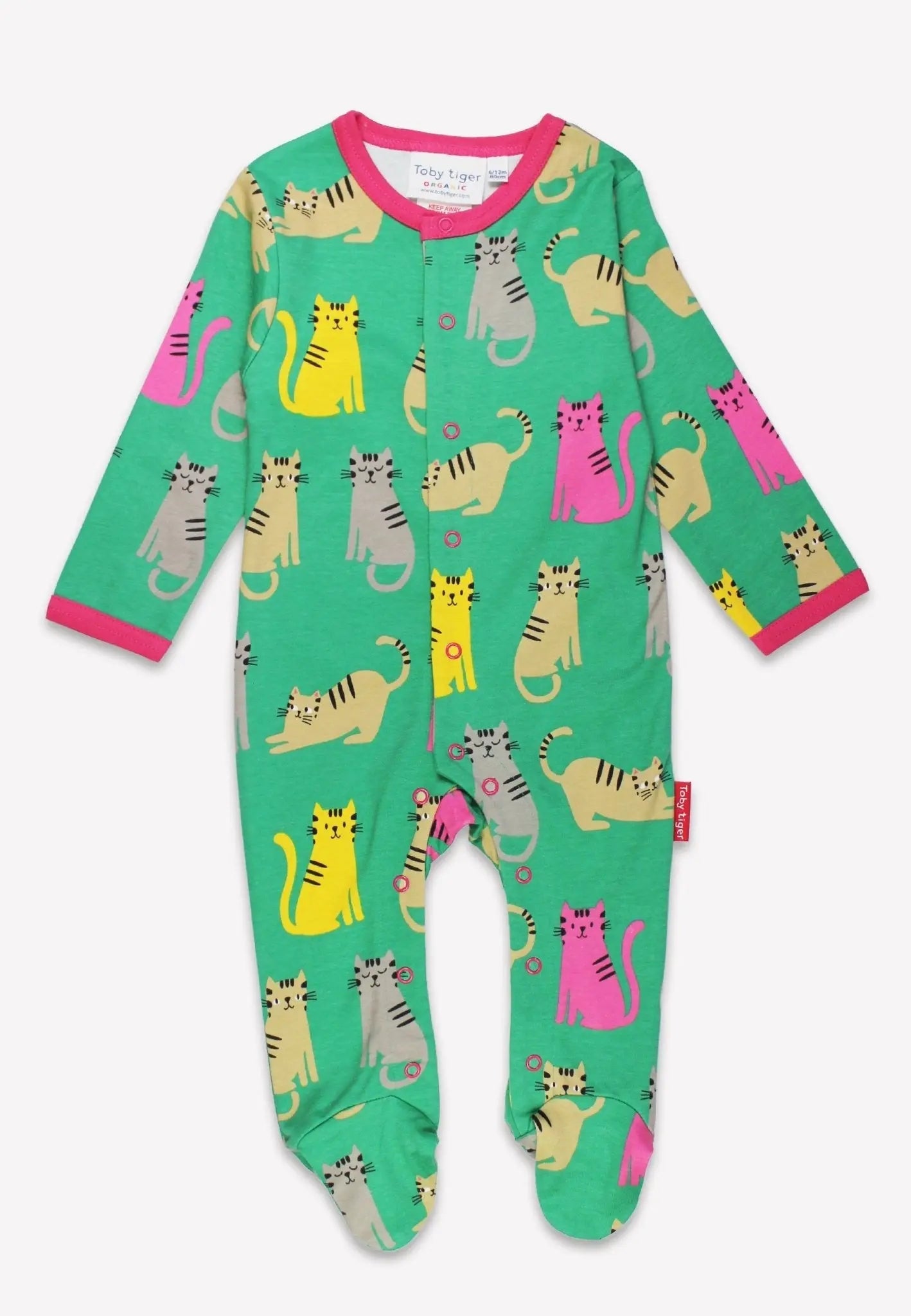 Organic Kitten Print Sleepsuit Toby Tiger