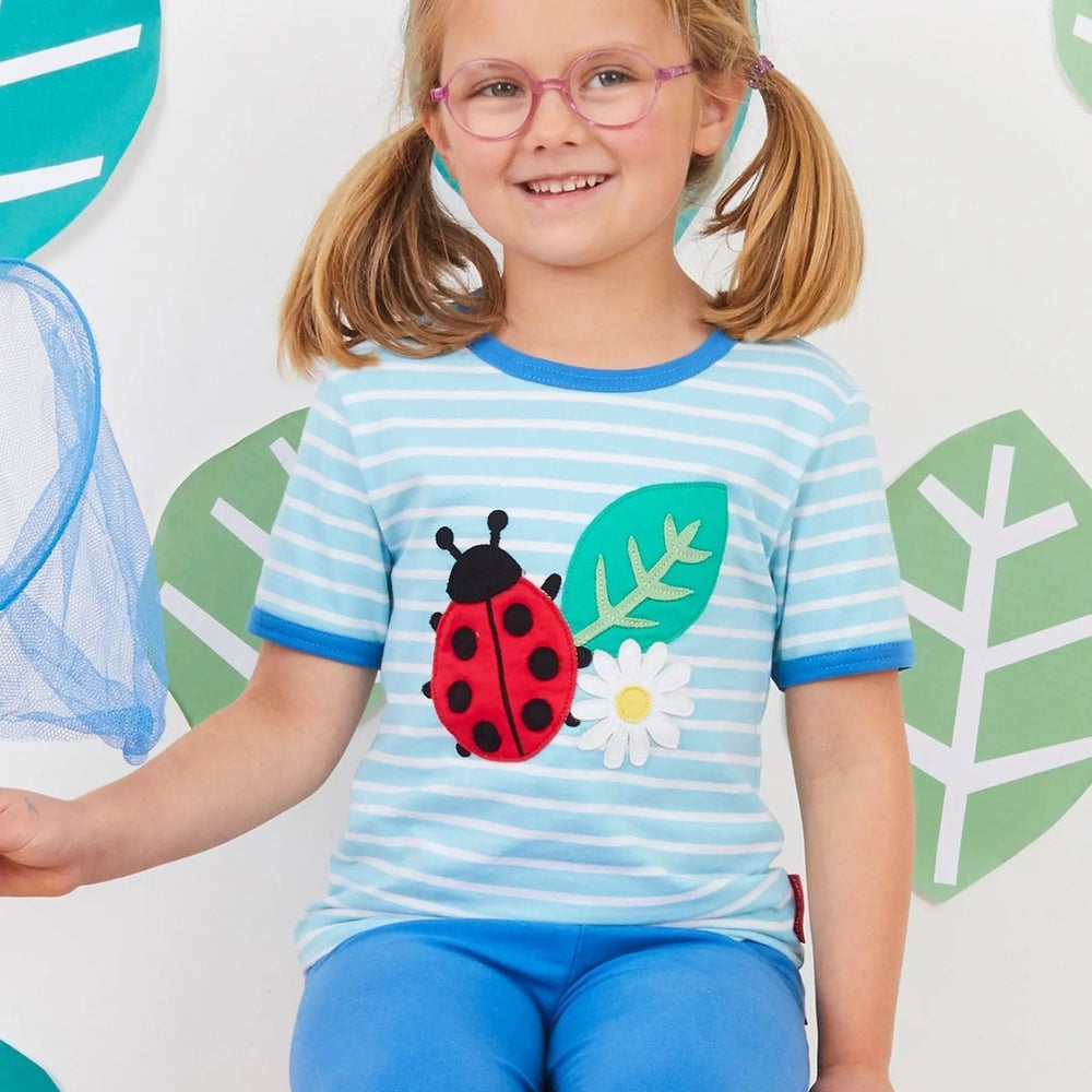 Organic Ladybird Applique Short-Sleeved T-Shirt Toby Tiger