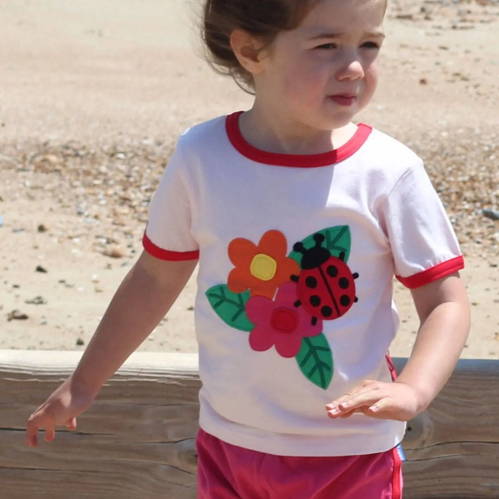 Organic Ladybird Applique Short-Sleeved T-Shirt Toby Tiger