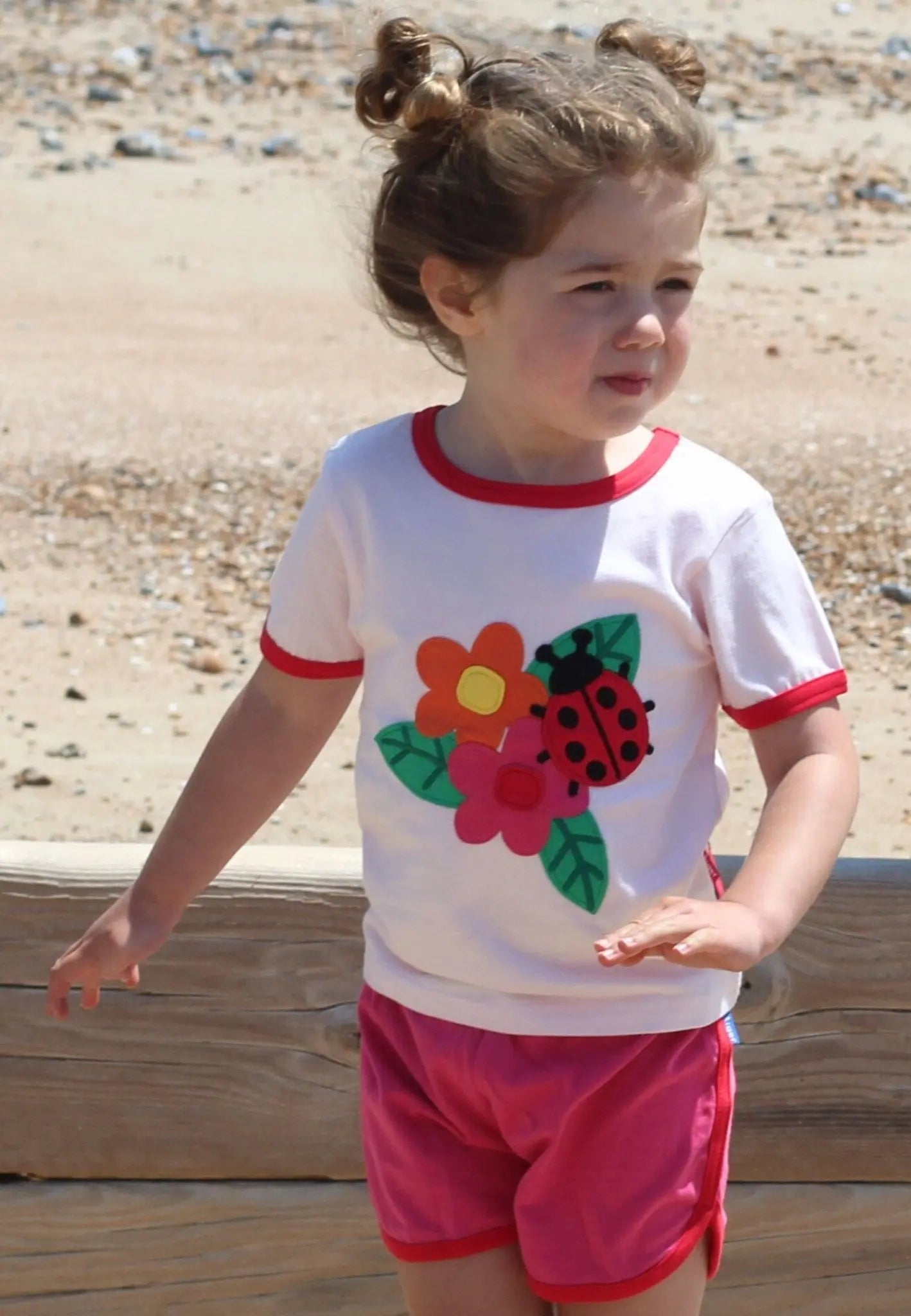 Organic Ladybird Applique Short-Sleeved T-Shirt Toby Tiger