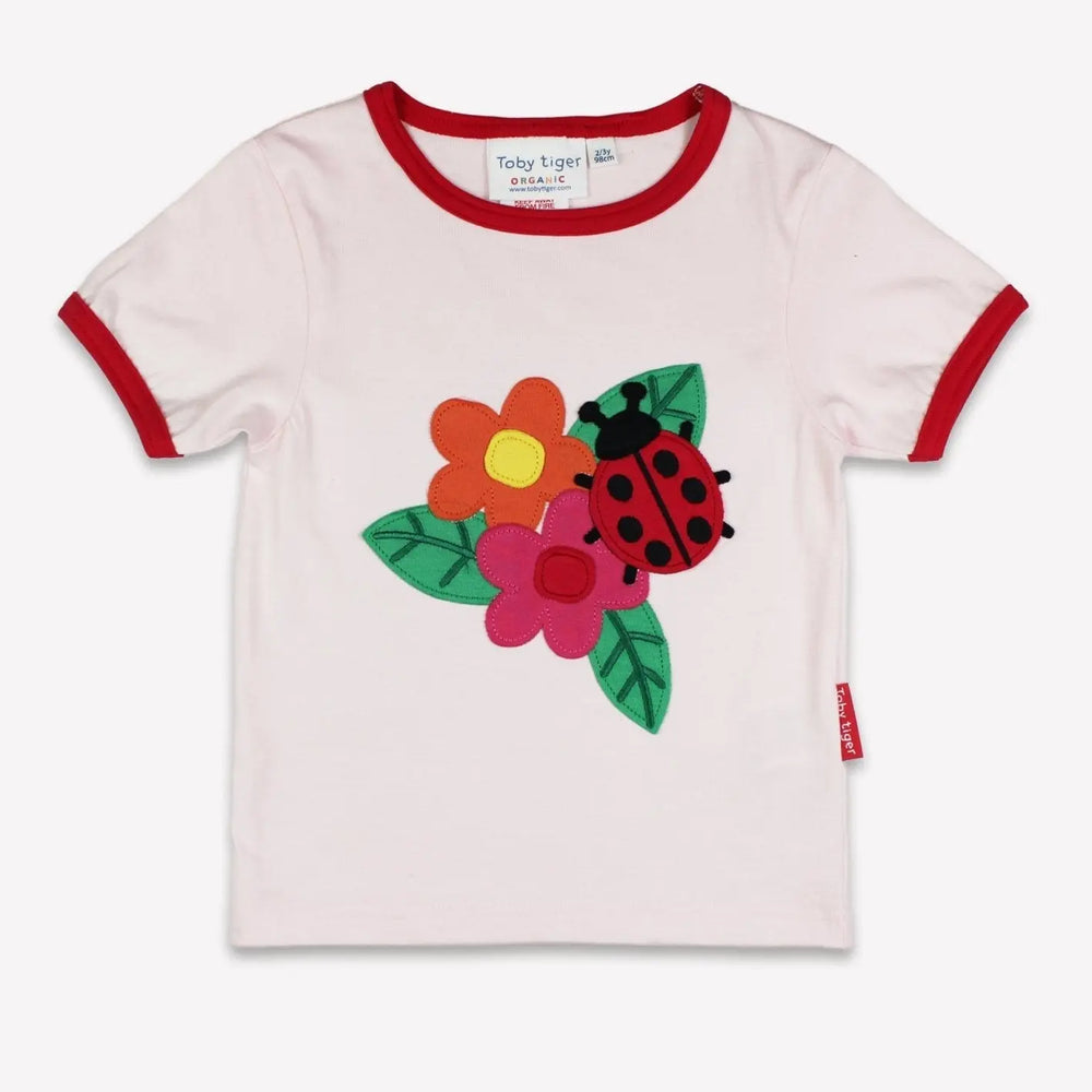 Organic Ladybird Applique Short-Sleeved T-Shirt Toby Tiger