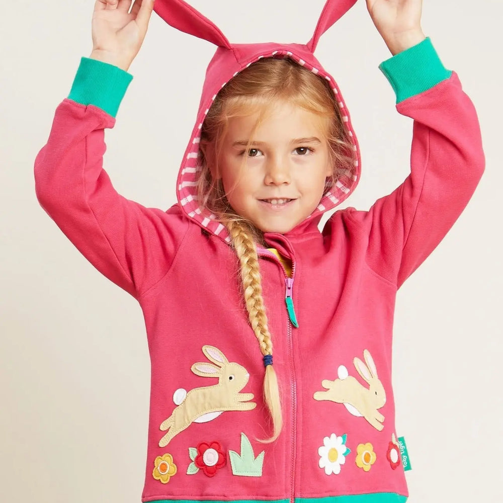 Organic Leaping Bunny Applique Hoodie Toby Tiger