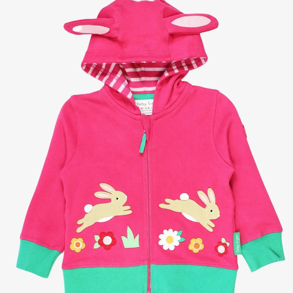Organic Leaping Bunny Applique Hoodie Toby Tiger