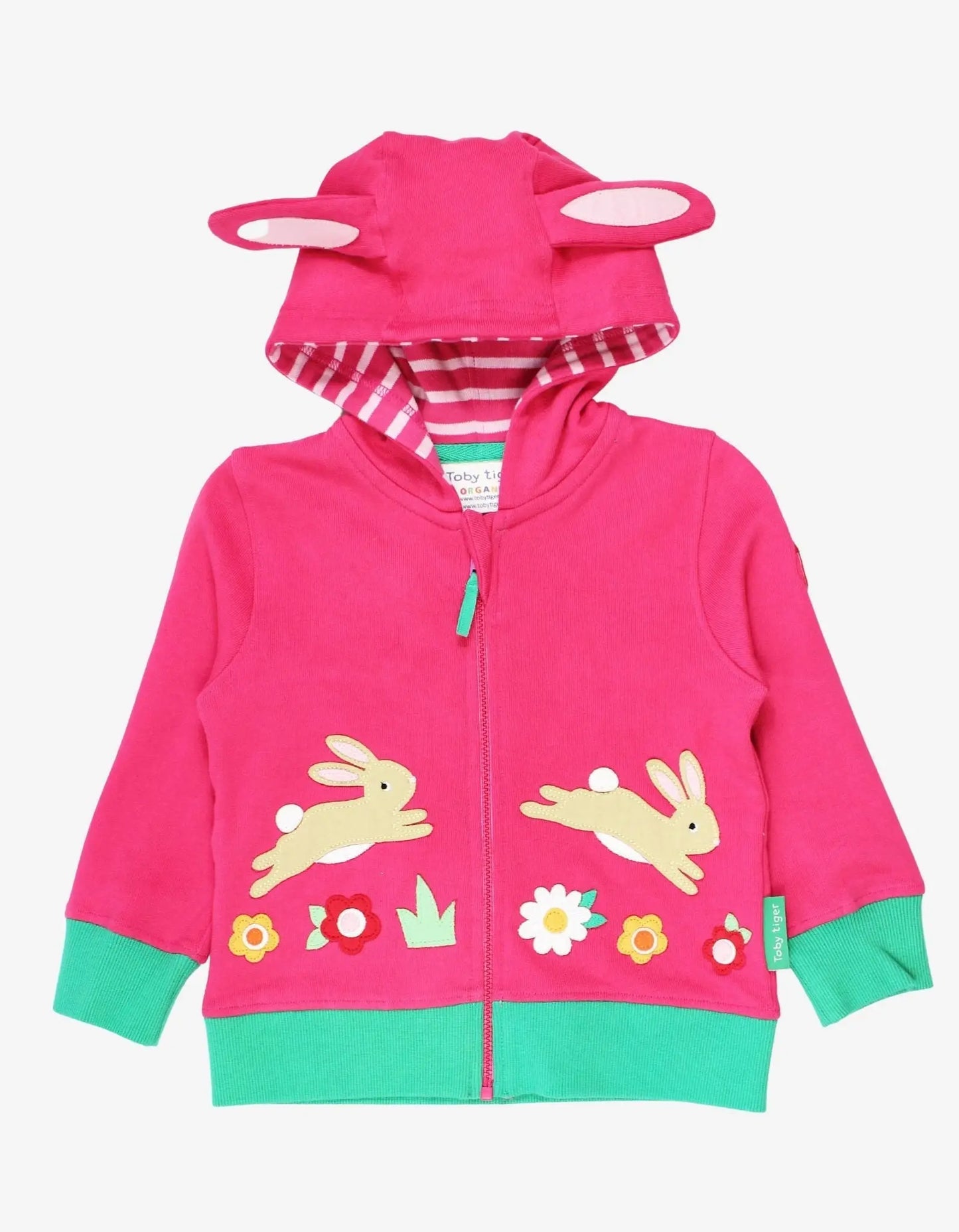 Organic Leaping Bunny Applique Hoodie Toby Tiger