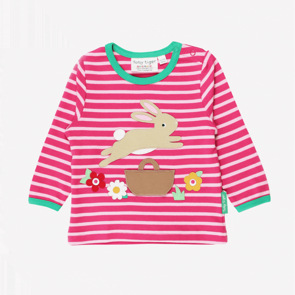 Organic Leaping Bunny Applique Long-Sleeved T-Shirt Toby Tiger