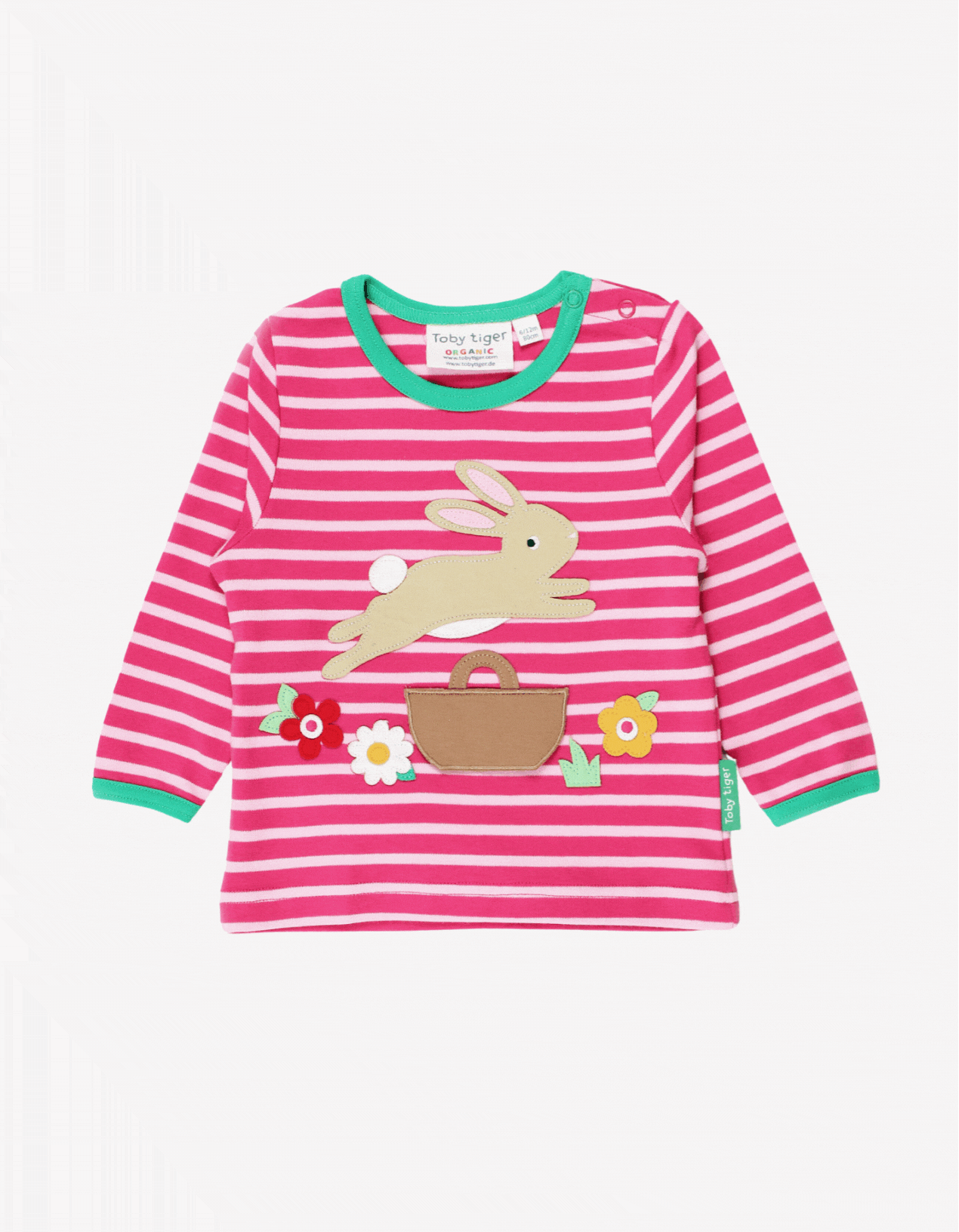 Organic Leaping Bunny Applique Long-Sleeved T-Shirt Toby Tiger