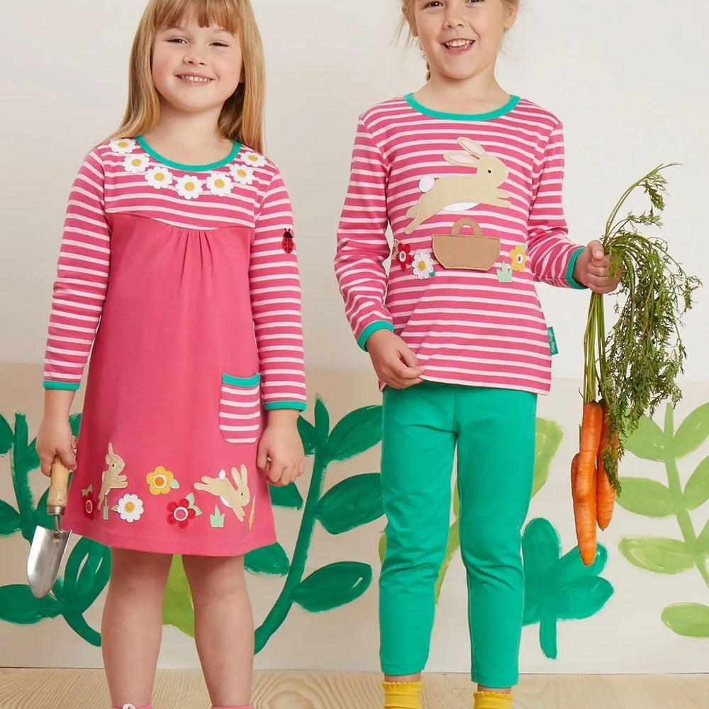 Organic Leaping Bunny Applique Long-Sleeved T-Shirt Toby Tiger