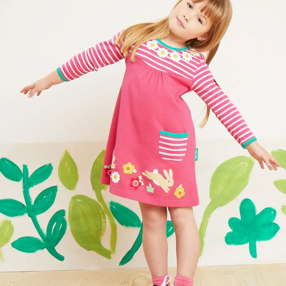 Organic Leaping Bunny Applique T-Shirt Dress Toby Tiger