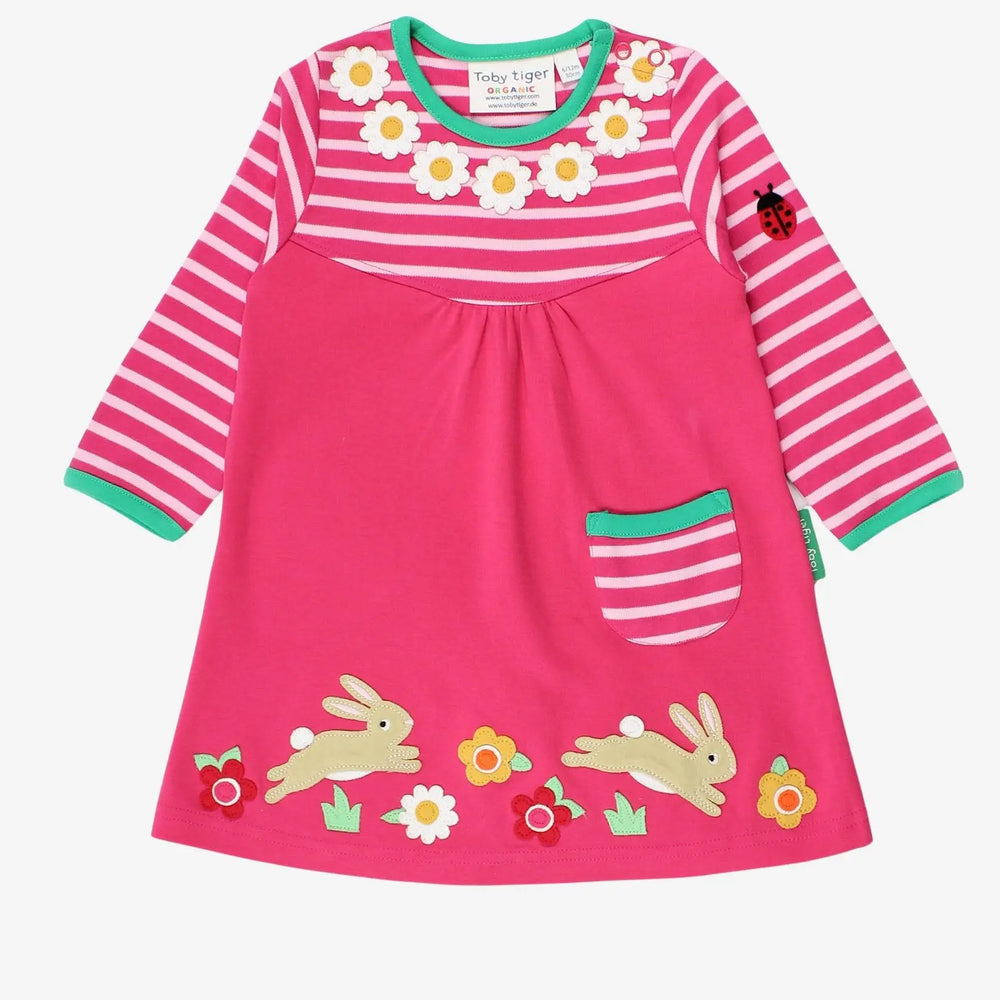 Organic Leaping Bunny Applique T-Shirt Dress Toby Tiger