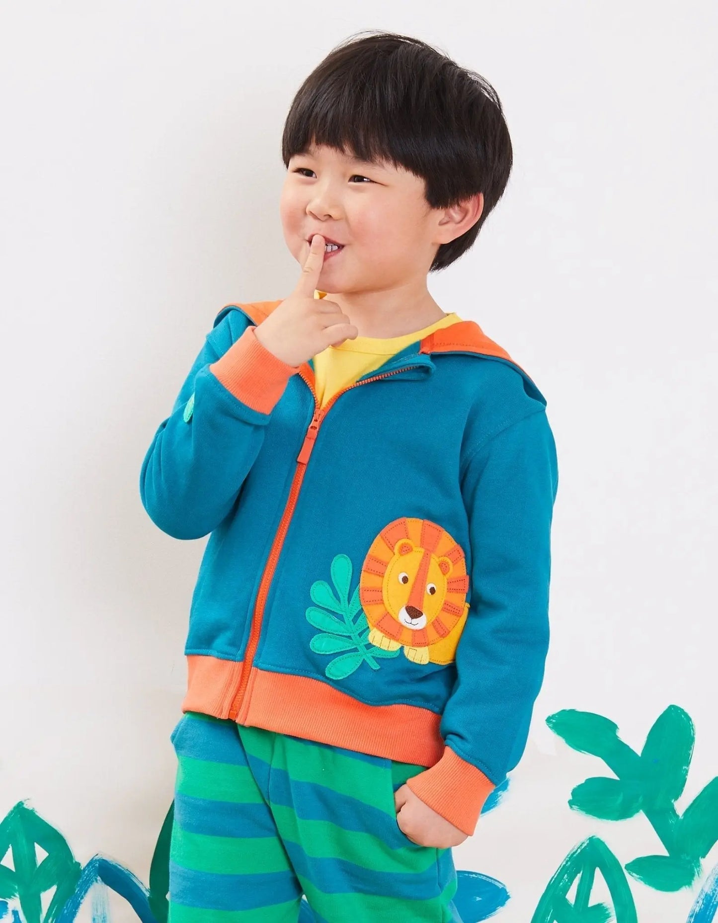 Organic Lion Applique Hoodie Toby Tiger