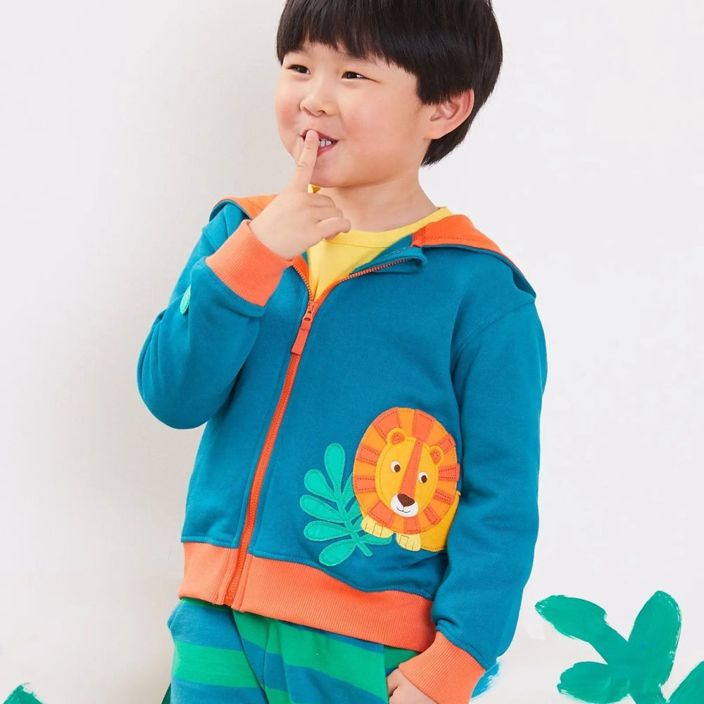 Organic Lion Applique Hoodie Toby Tiger