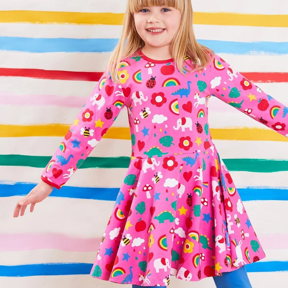 Organic Magical Mix-Up Print Skater Dress Toby Tiger
