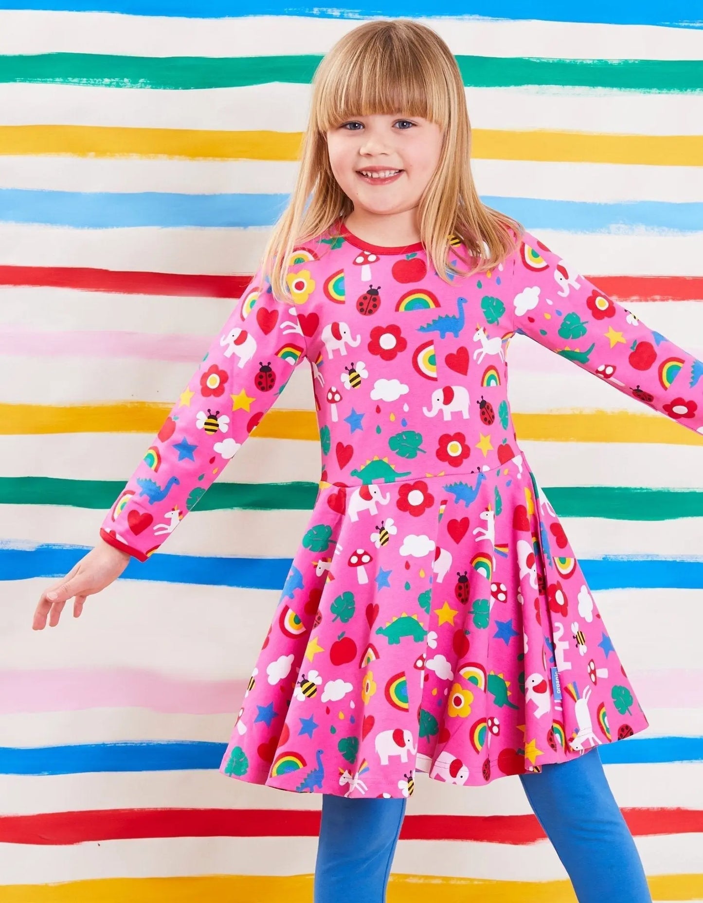 Organic Magical Mix-Up Print Skater Dress Toby Tiger
