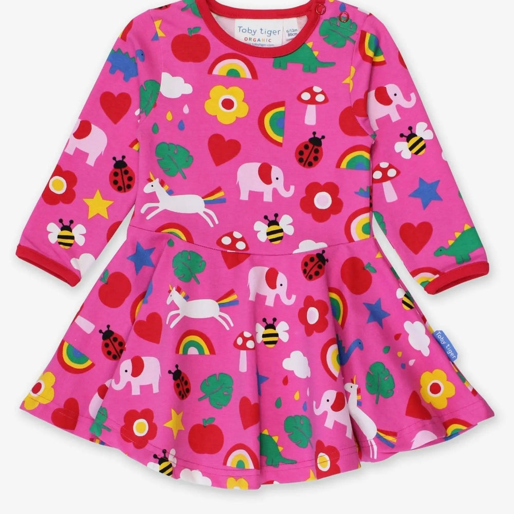 Organic Magical Mix-Up Print Skater Dress Toby Tiger