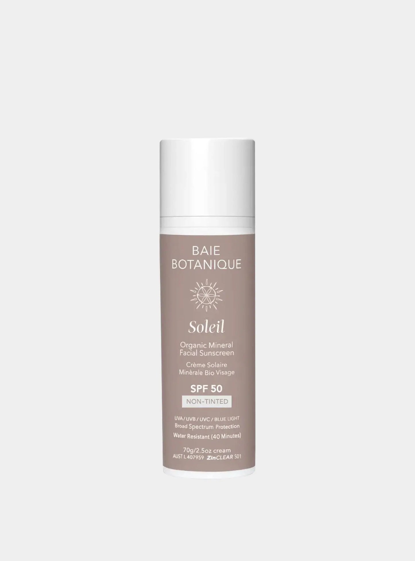 Organic Mineral Face Sunscreen SPF 50 70g Baie Botanique
