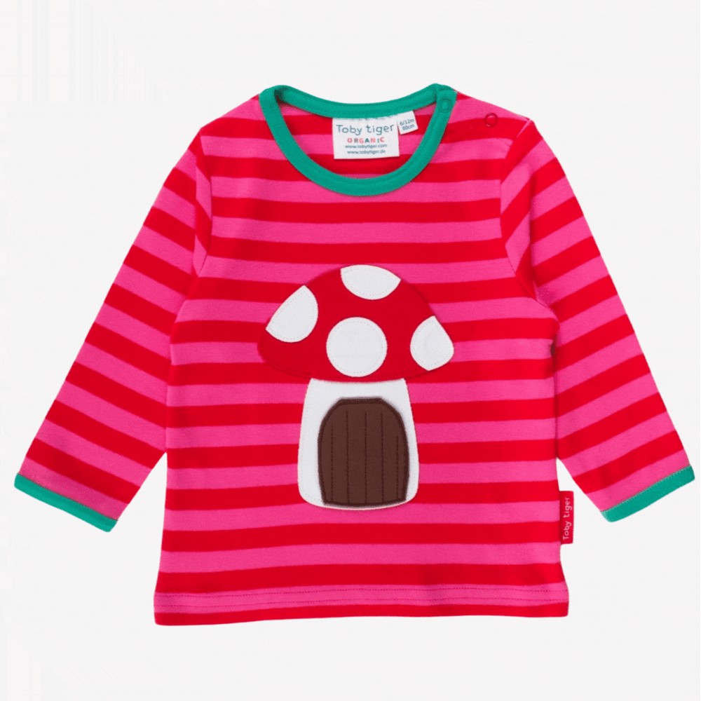 Organic Mouse and Mushroom Applique Long-Sleeved T-Shirt Toby Tiger