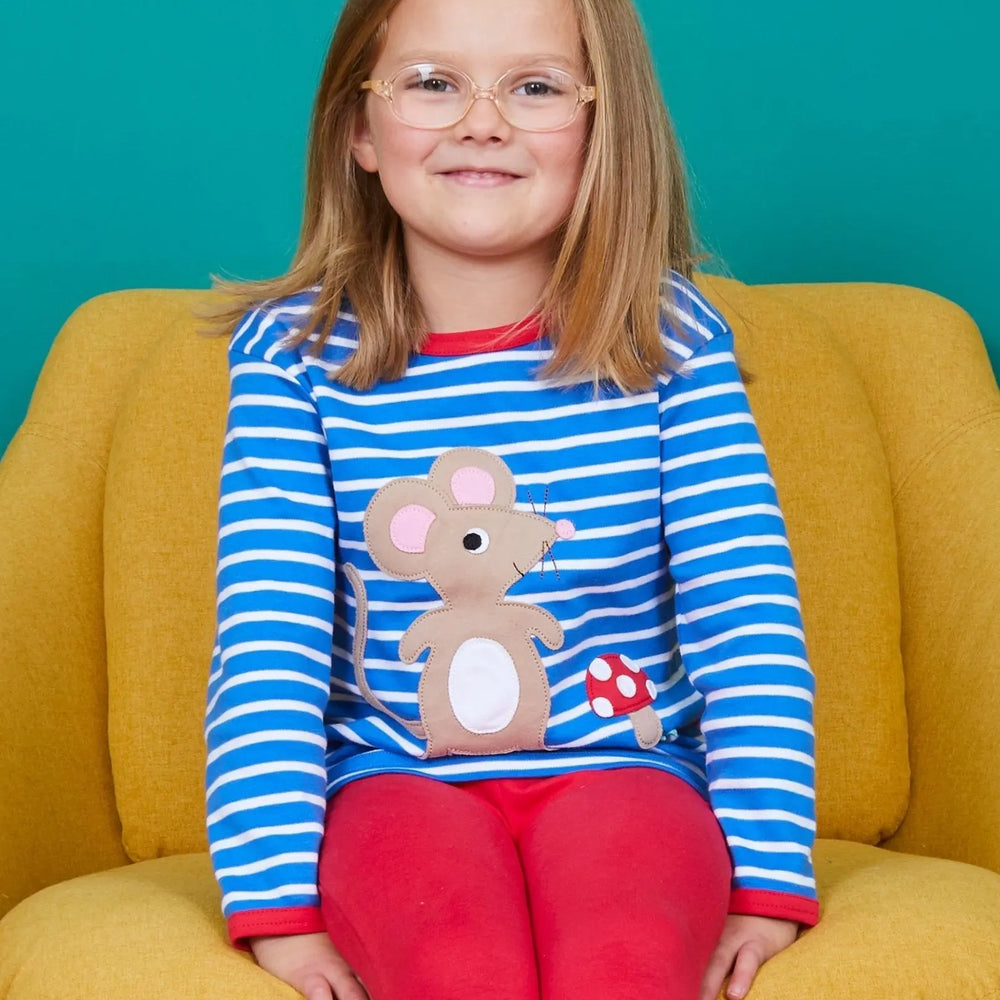 Organic Mouse and Mushroom Applique Long-Sleeved T-Shirt Toby Tiger