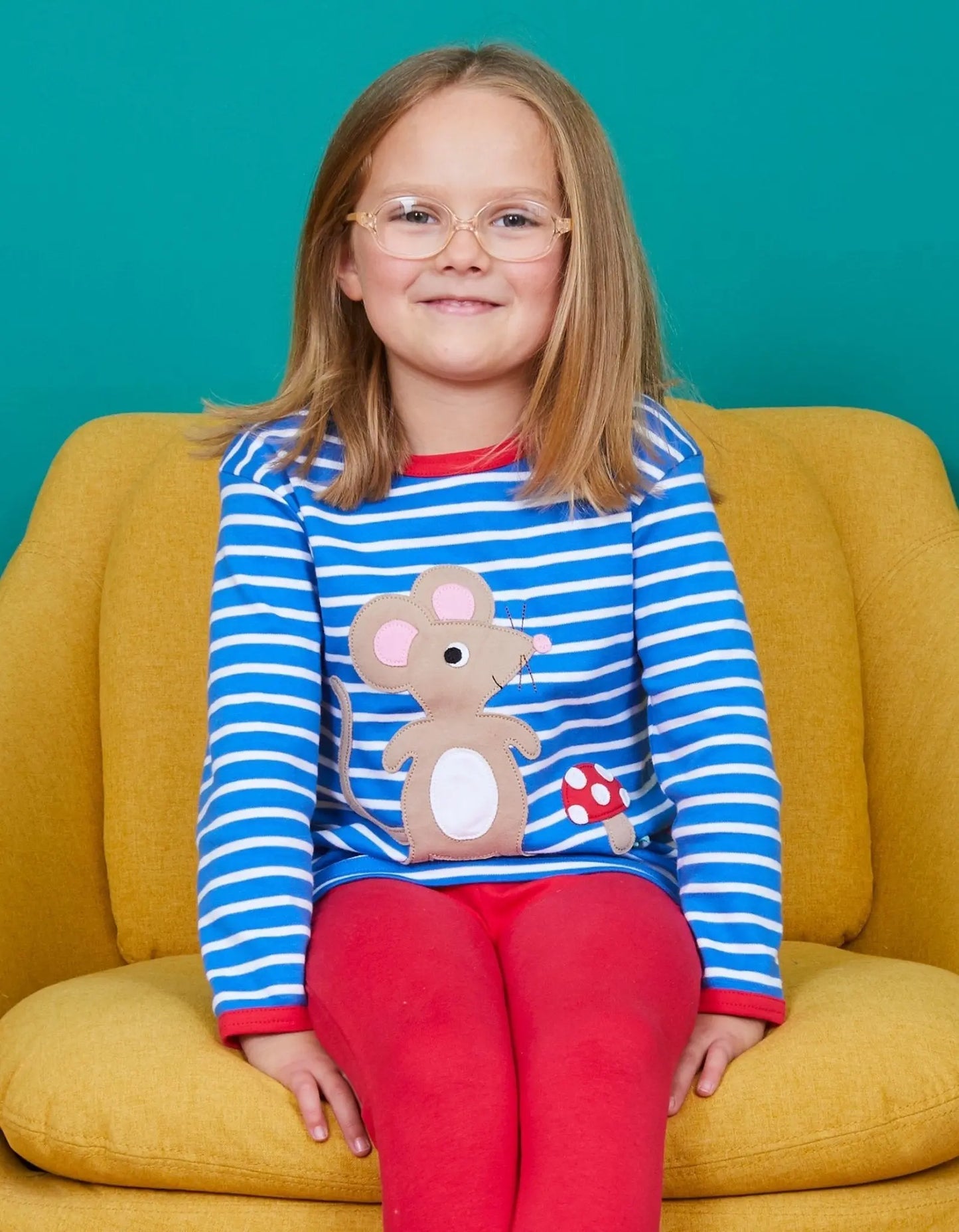 Organic Mouse and Mushroom Applique Long-Sleeved T-Shirt Toby Tiger