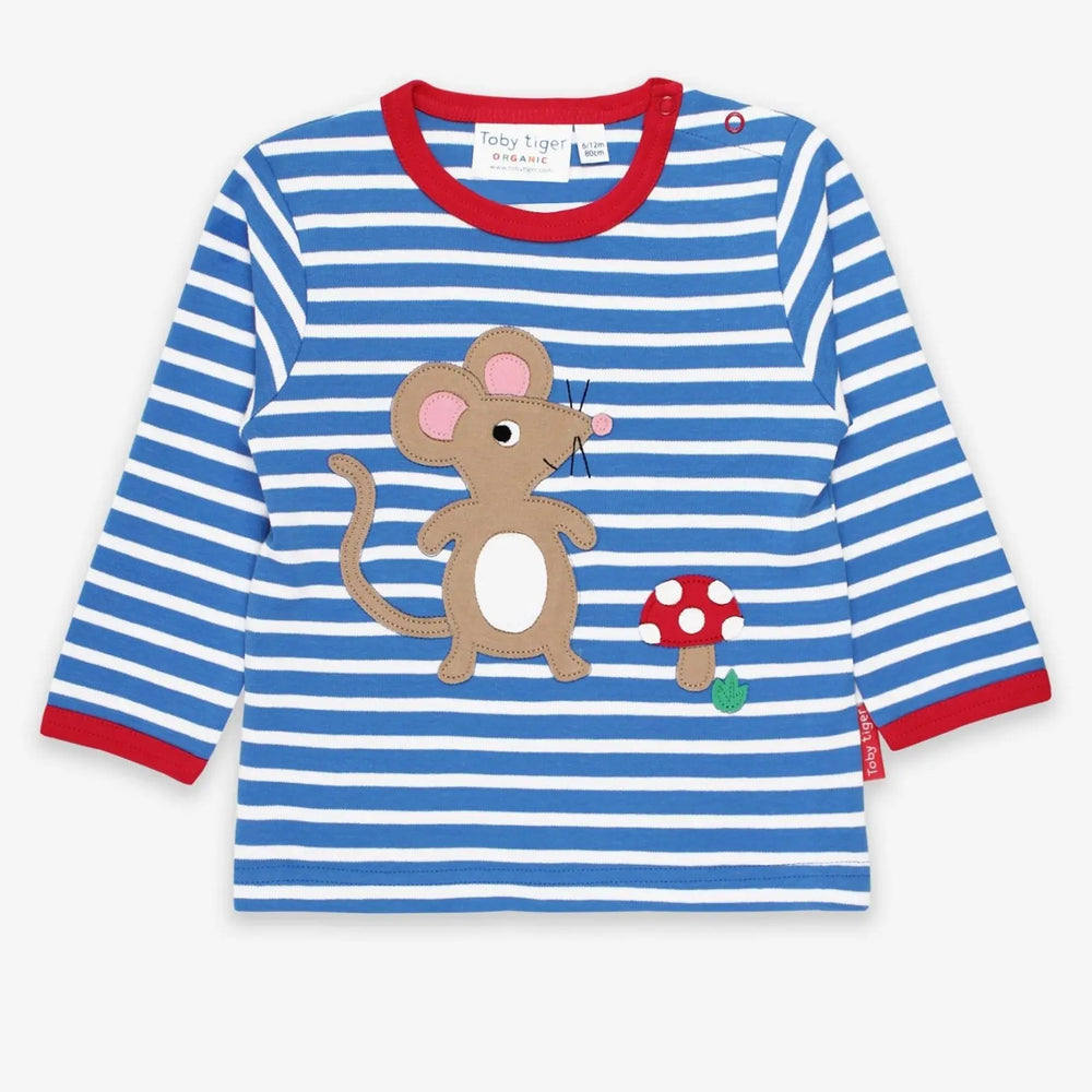 Organic Mouse and Mushroom Applique Long-Sleeved T-Shirt Toby Tiger