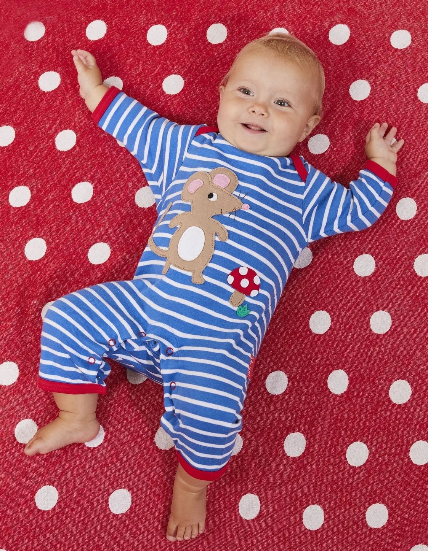 Organic Mouse and Mushroom Applique Sleepsuit Toby Tiger