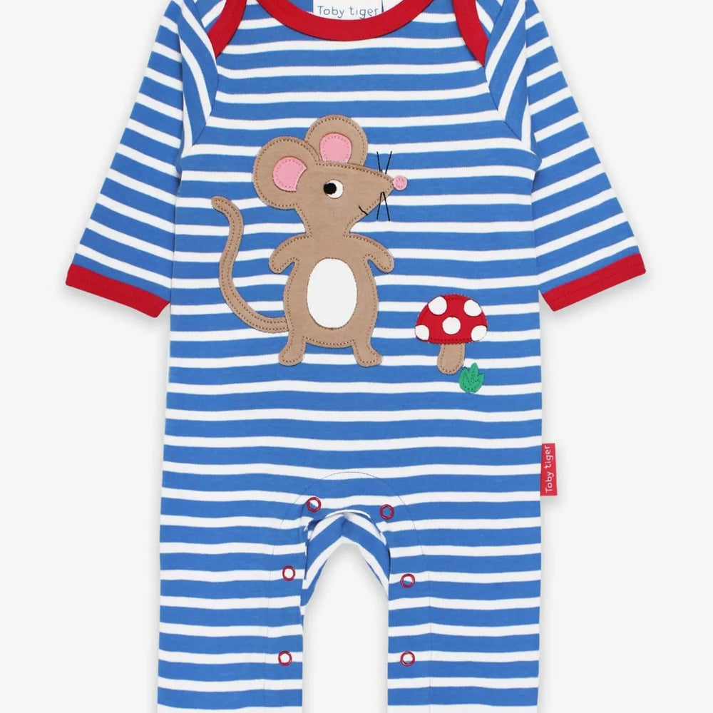 Organic Mouse and Mushroom Applique Sleepsuit Toby Tiger