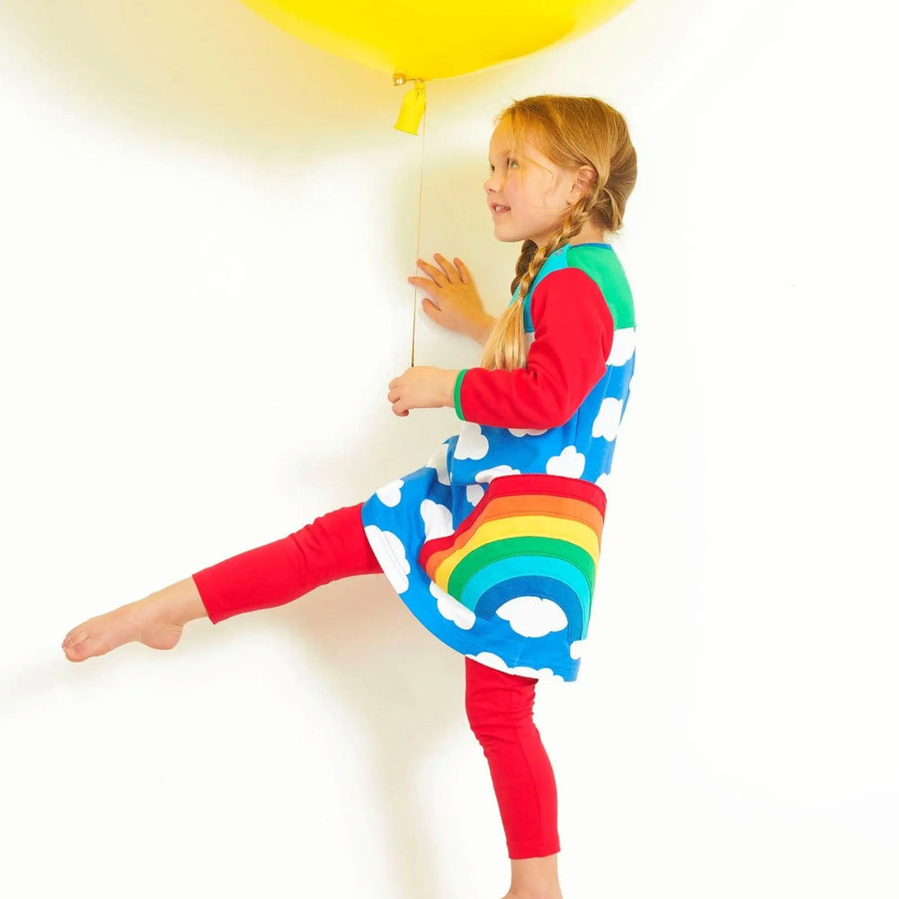 Organic Multi Rainbow Applique Dress Toby Tiger