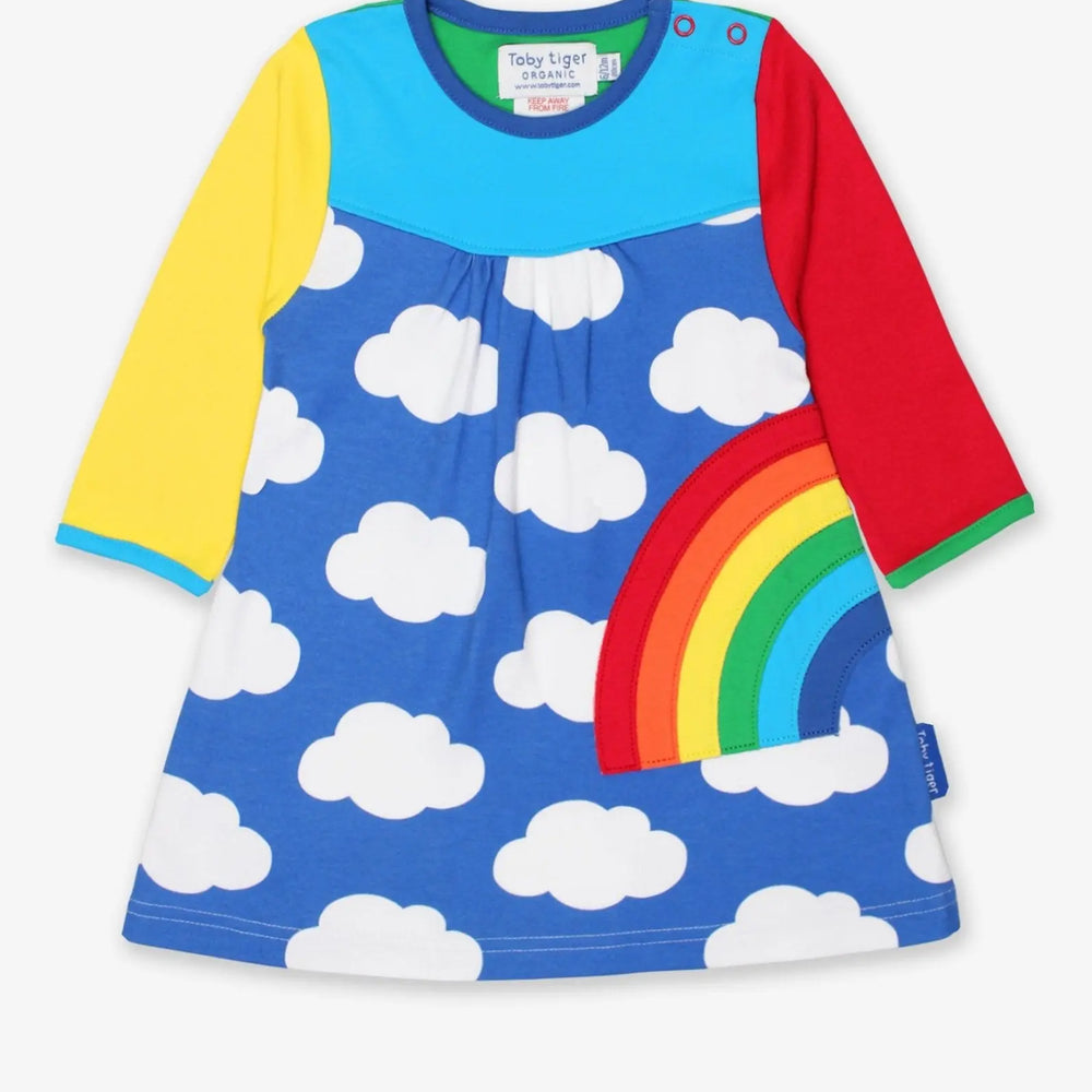 Organic Multi Rainbow Applique Dress Toby Tiger