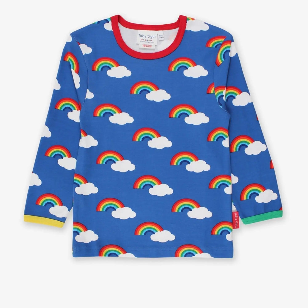 Organic Multi Rainbow Print Long-Sleeved T-Shirt Toby Tiger