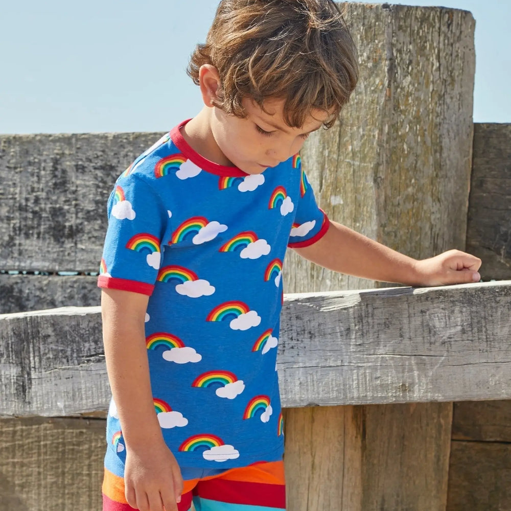 Organic Multi Rainbow Print Short-Sleeved T-Shirt Toby Tiger