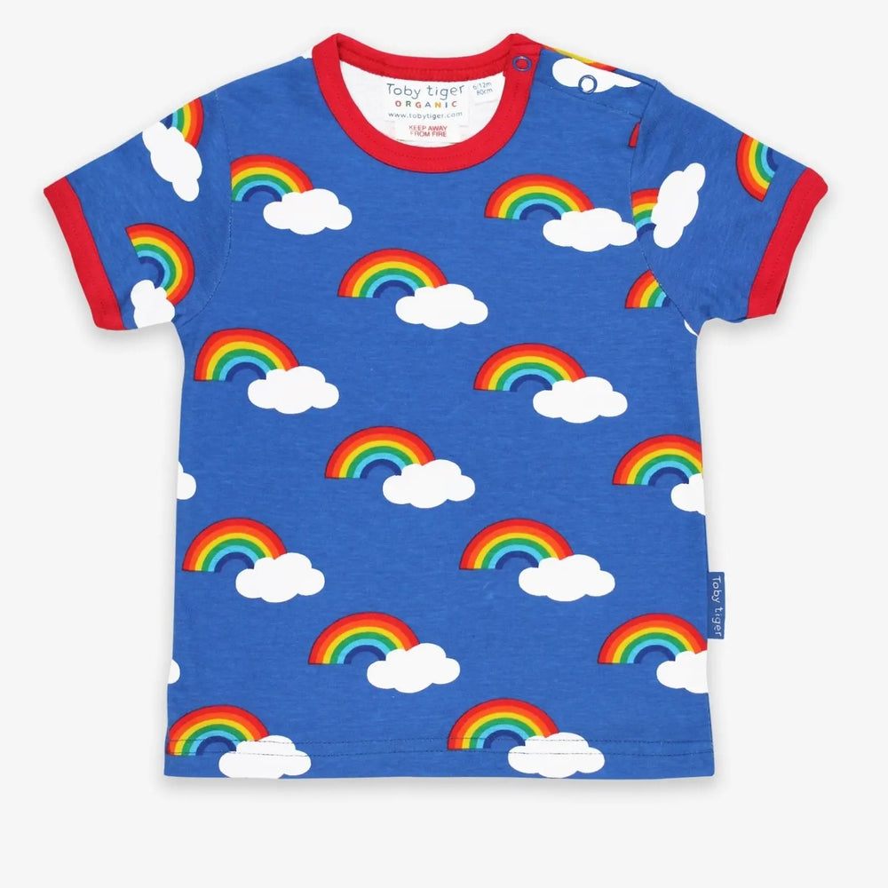Organic Multi Rainbow Print Short-Sleeved T-Shirt Toby Tiger