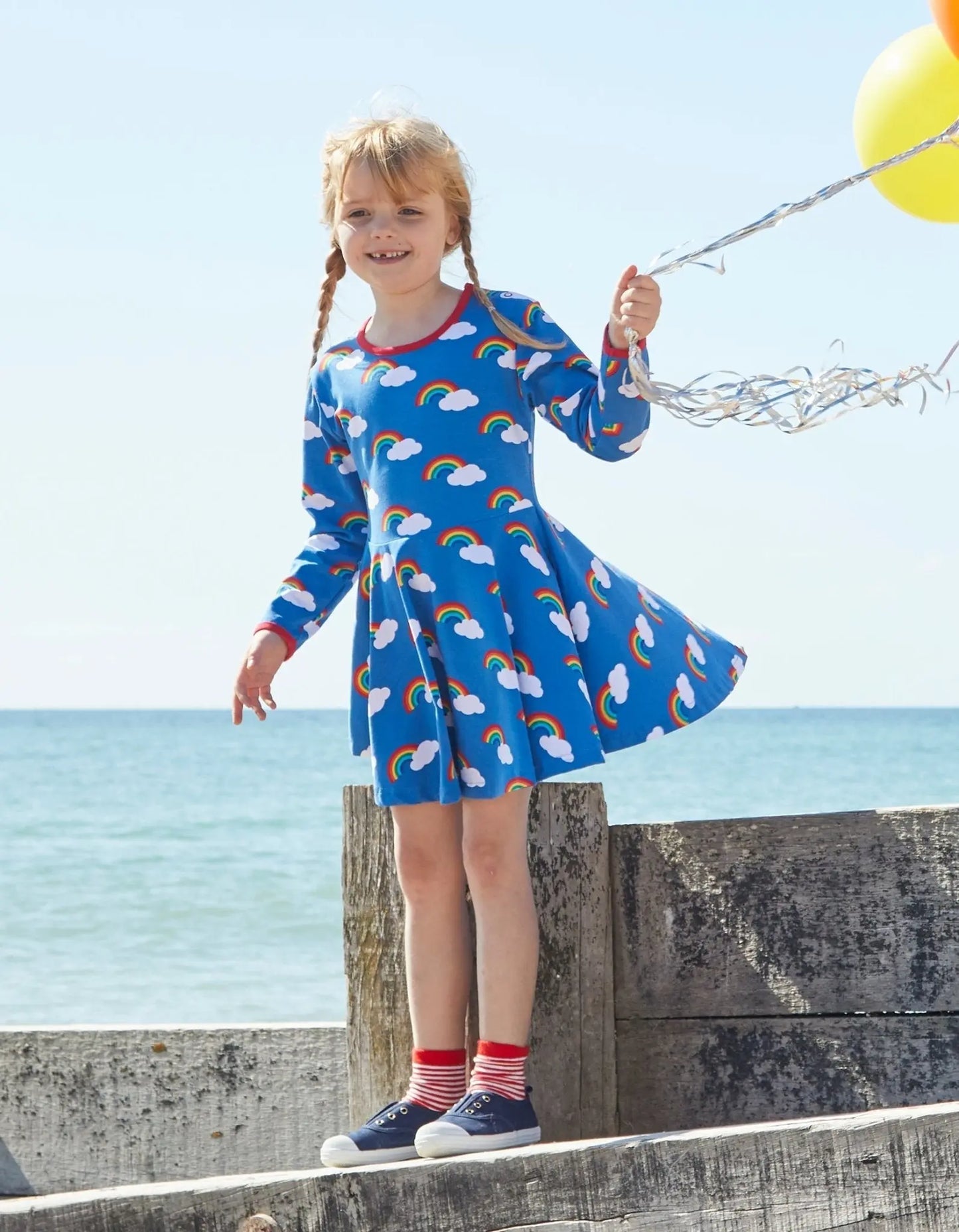 Organic Multi Rainbow Print Skater Dress Toby Tiger