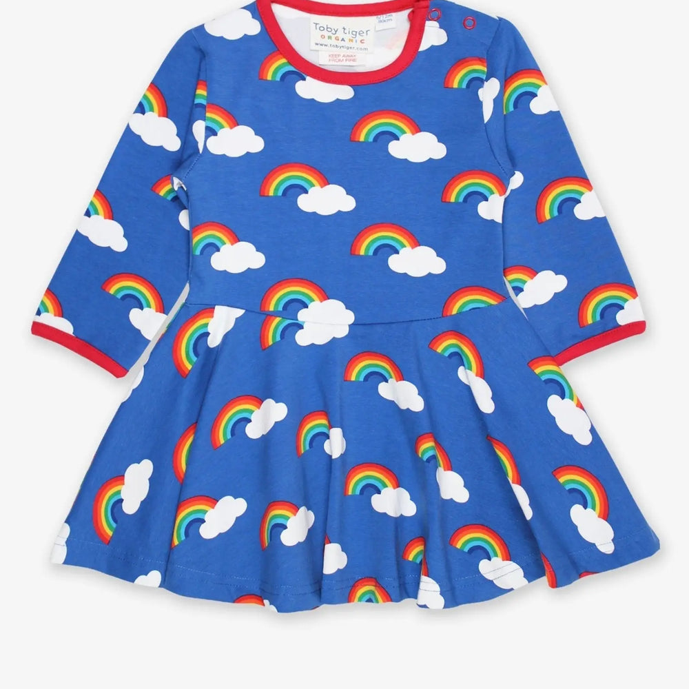 Organic Multi Rainbow Print Skater Dress Toby Tiger