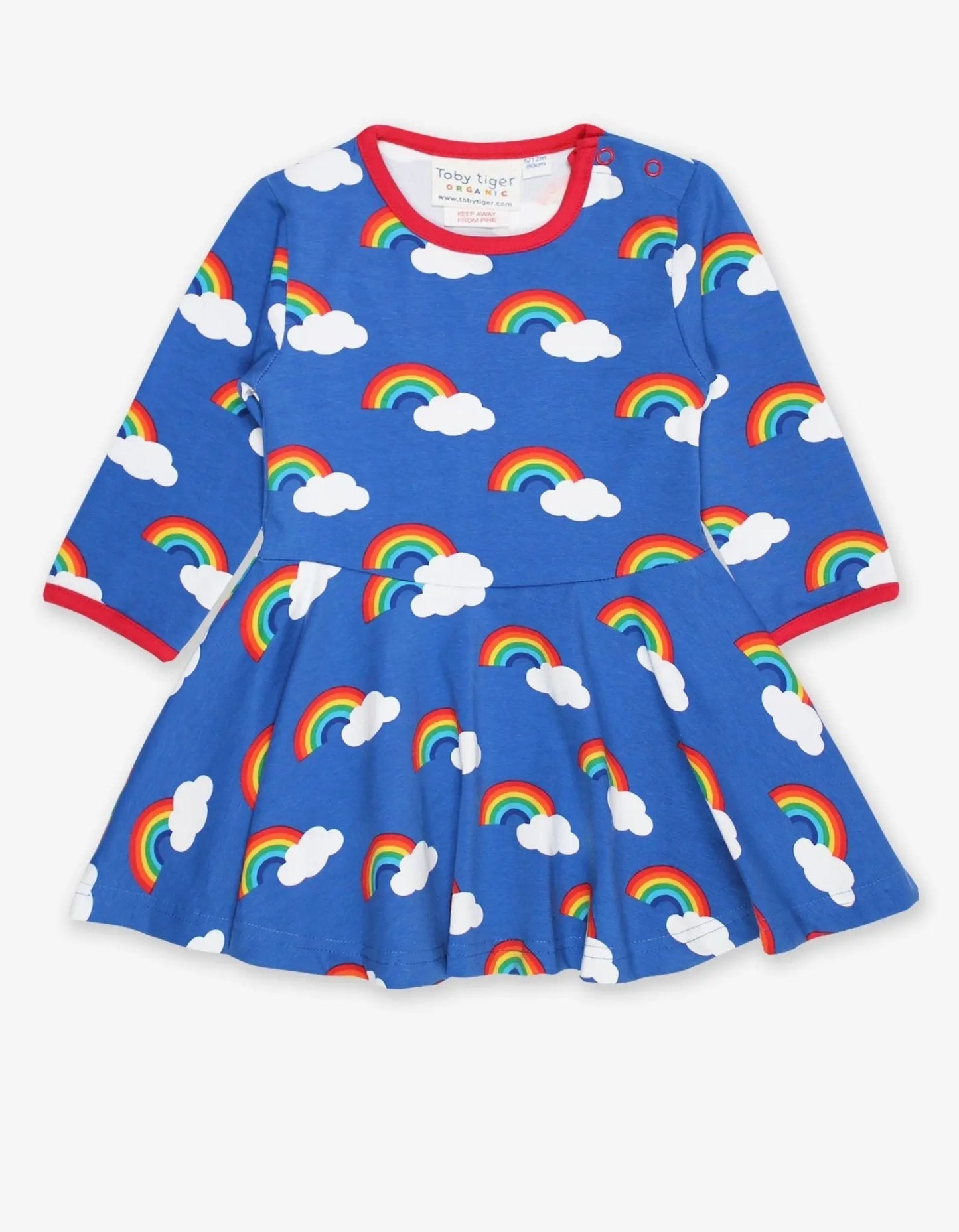 Organic Multi Rainbow Print Skater Dress Toby Tiger