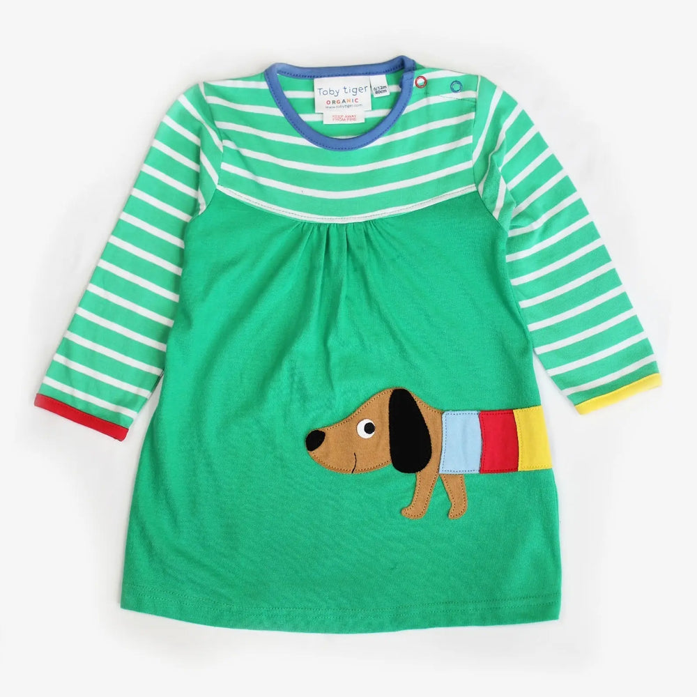 Organic Multi Sausage Dog Applique Dress Toby Tiger