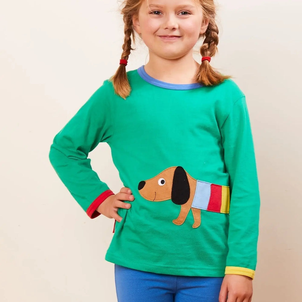 Organic Multi Sausage Dog Applique Long-Sleeved T-Shirt Toby Tiger