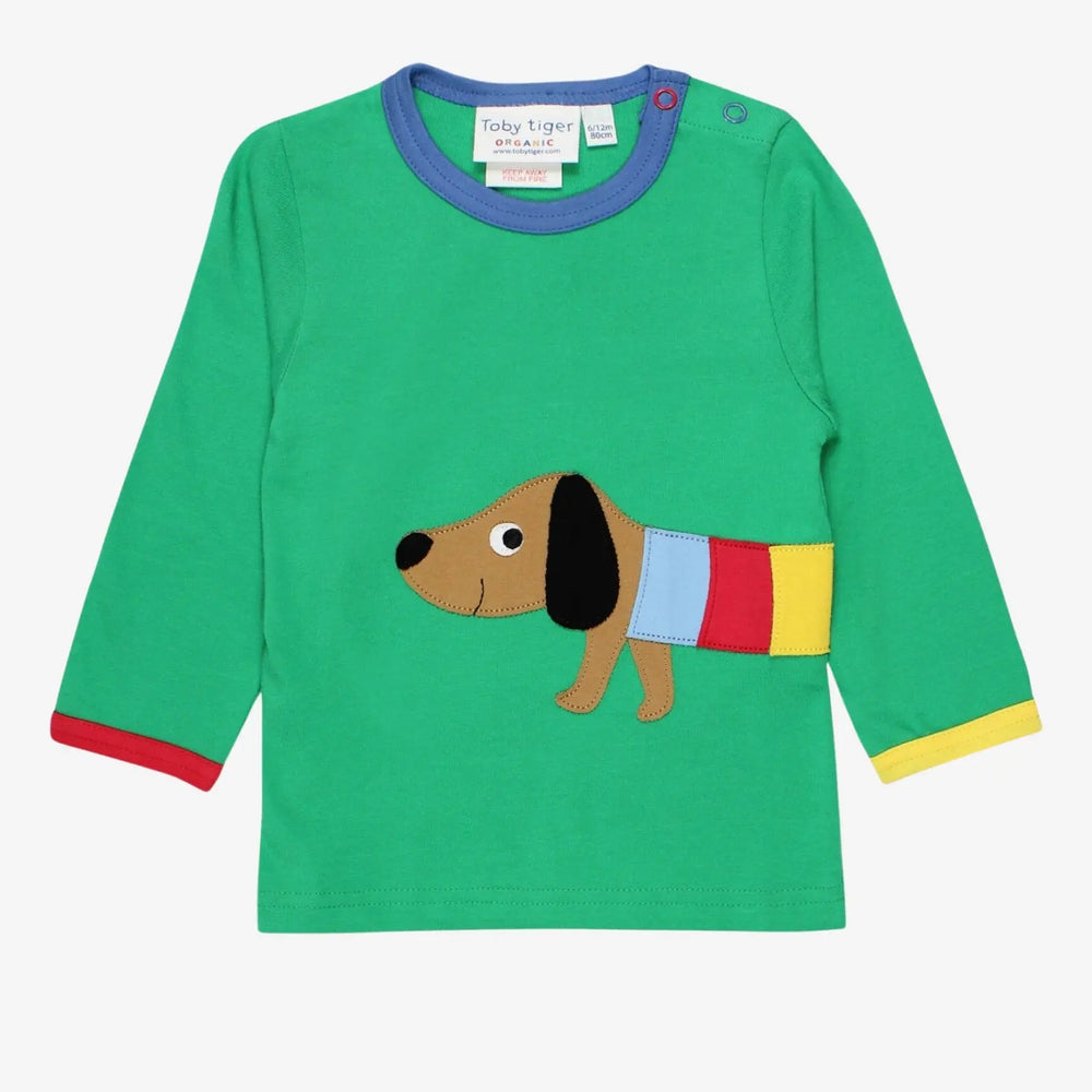 Organic Multi Sausage Dog Applique Long-Sleeved T-Shirt Toby Tiger