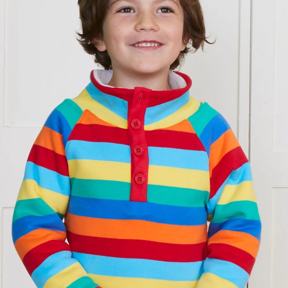 Organic Multi Stripe Cosy Fleece Sweatshirt Toby Tiger