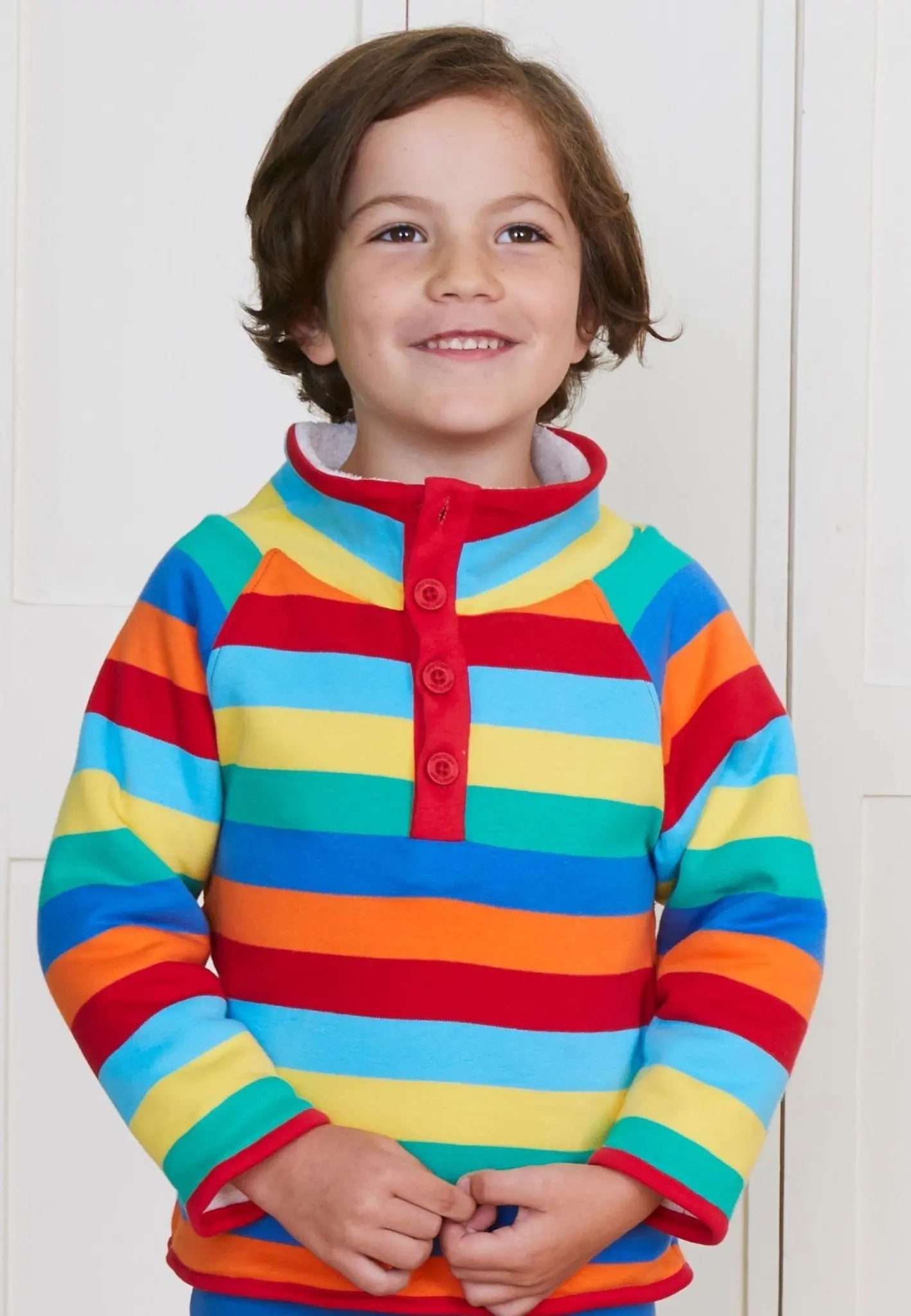 Organic Multi Stripe Cosy Fleece Sweatshirt Toby Tiger