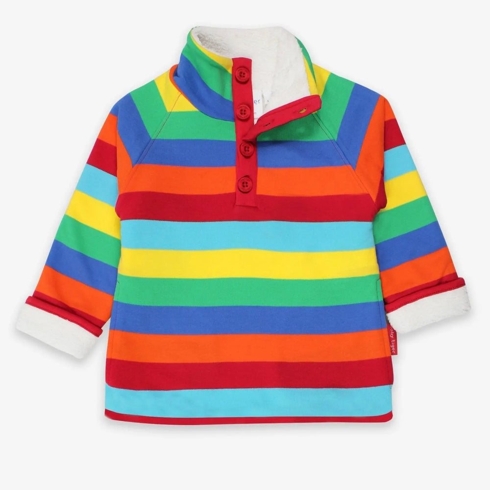 Organic Multi Stripe Cosy Fleece Sweatshirt Toby Tiger