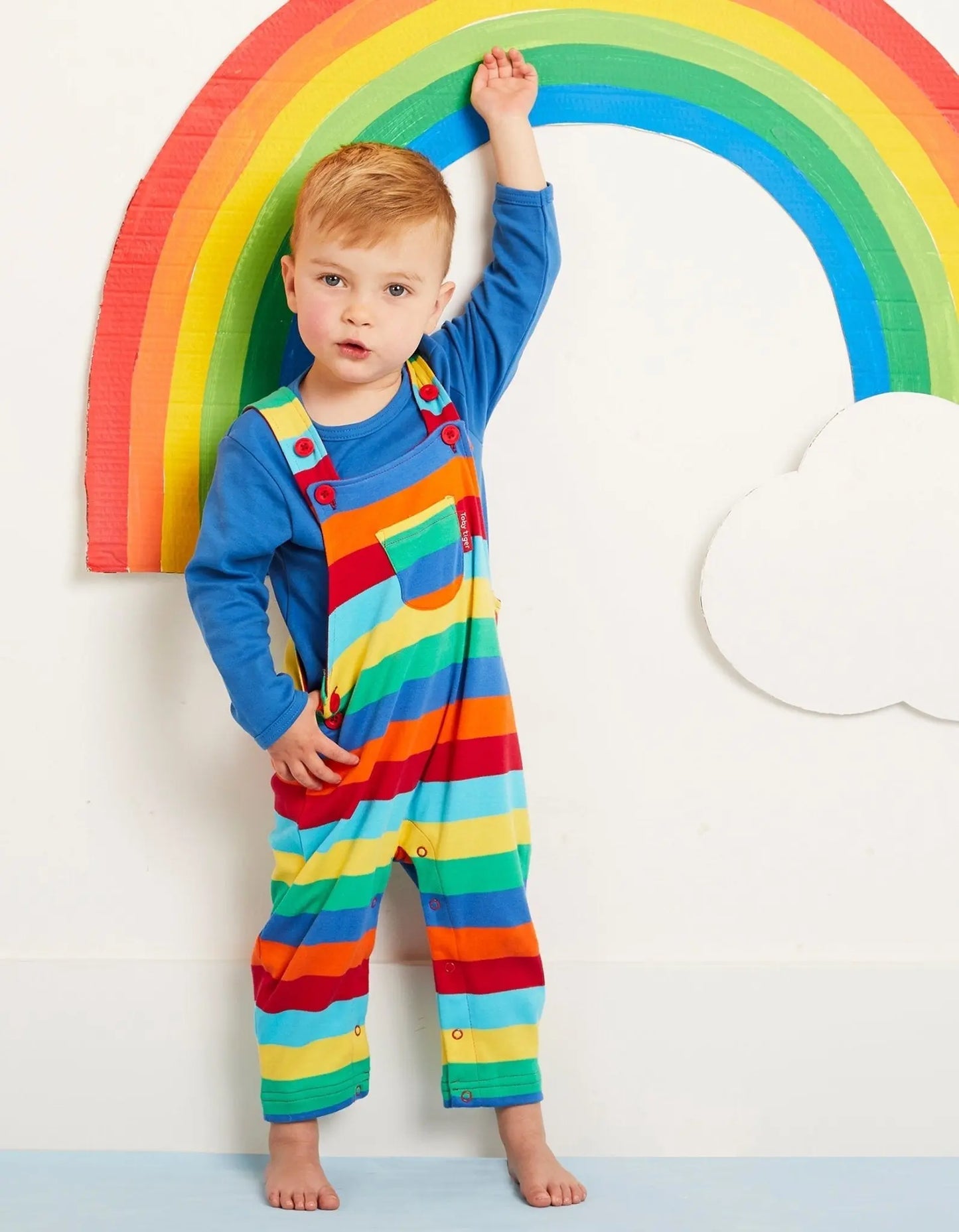 Organic Multi Stripe Dungarees Toby Tiger