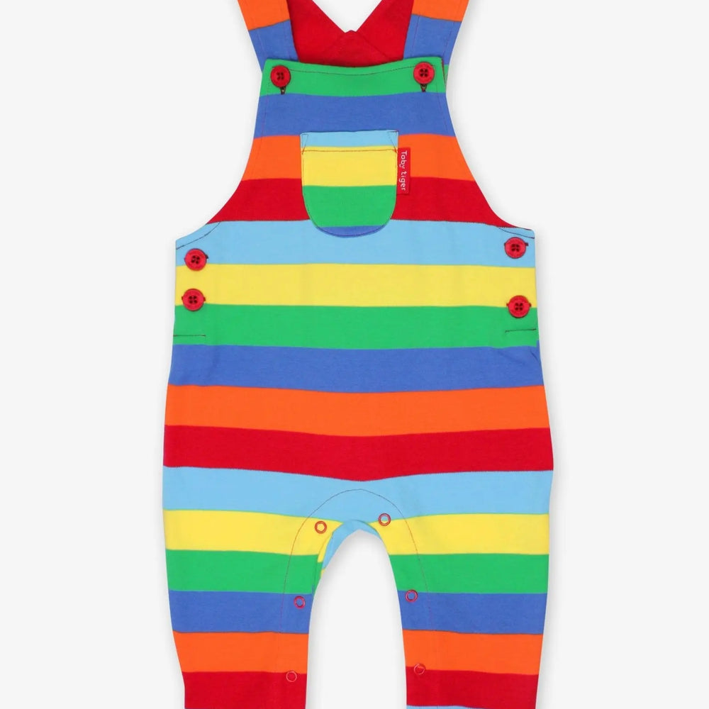 Organic Multi Stripe Dungarees Toby Tiger