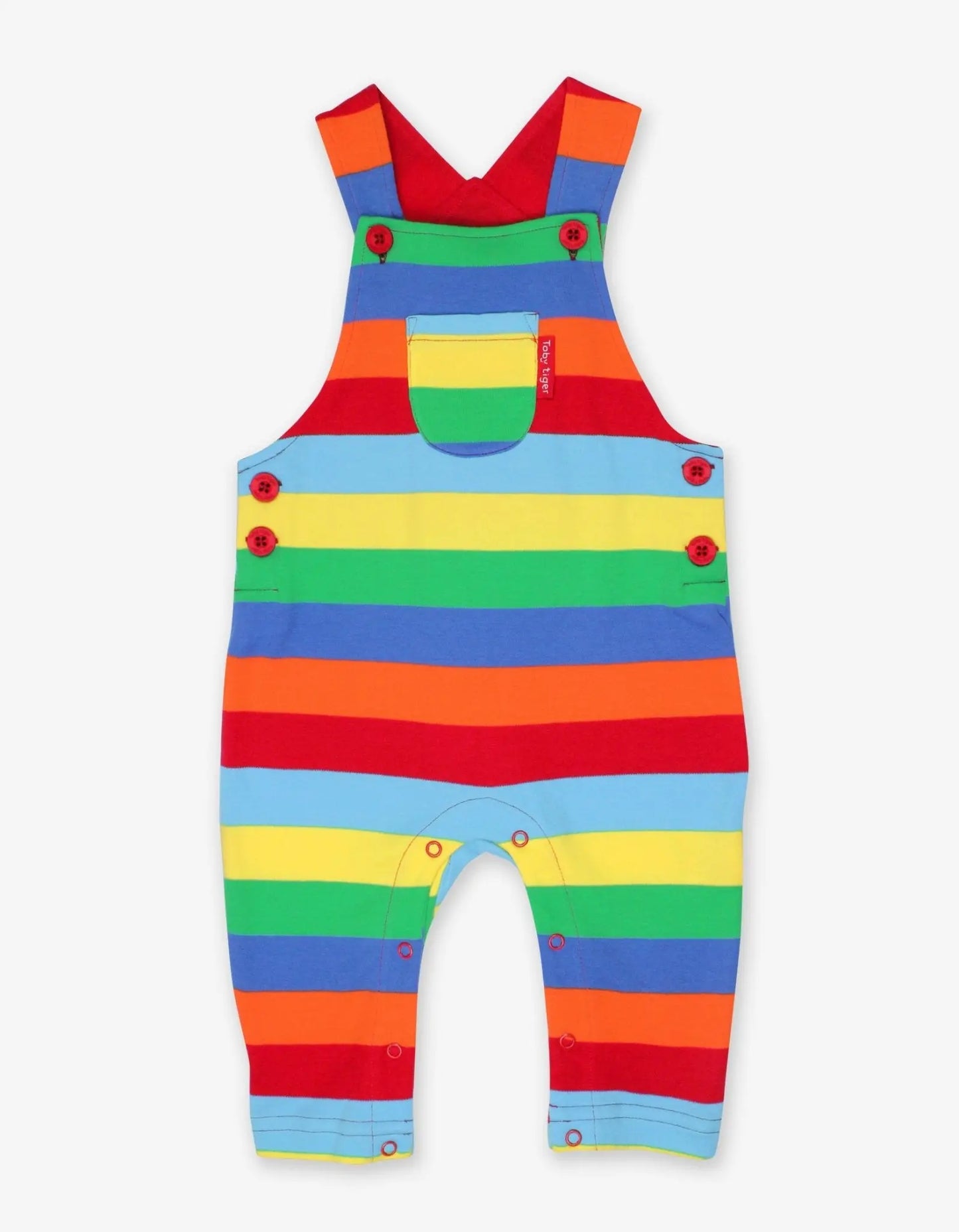 Organic Multi Stripe Dungarees Toby Tiger