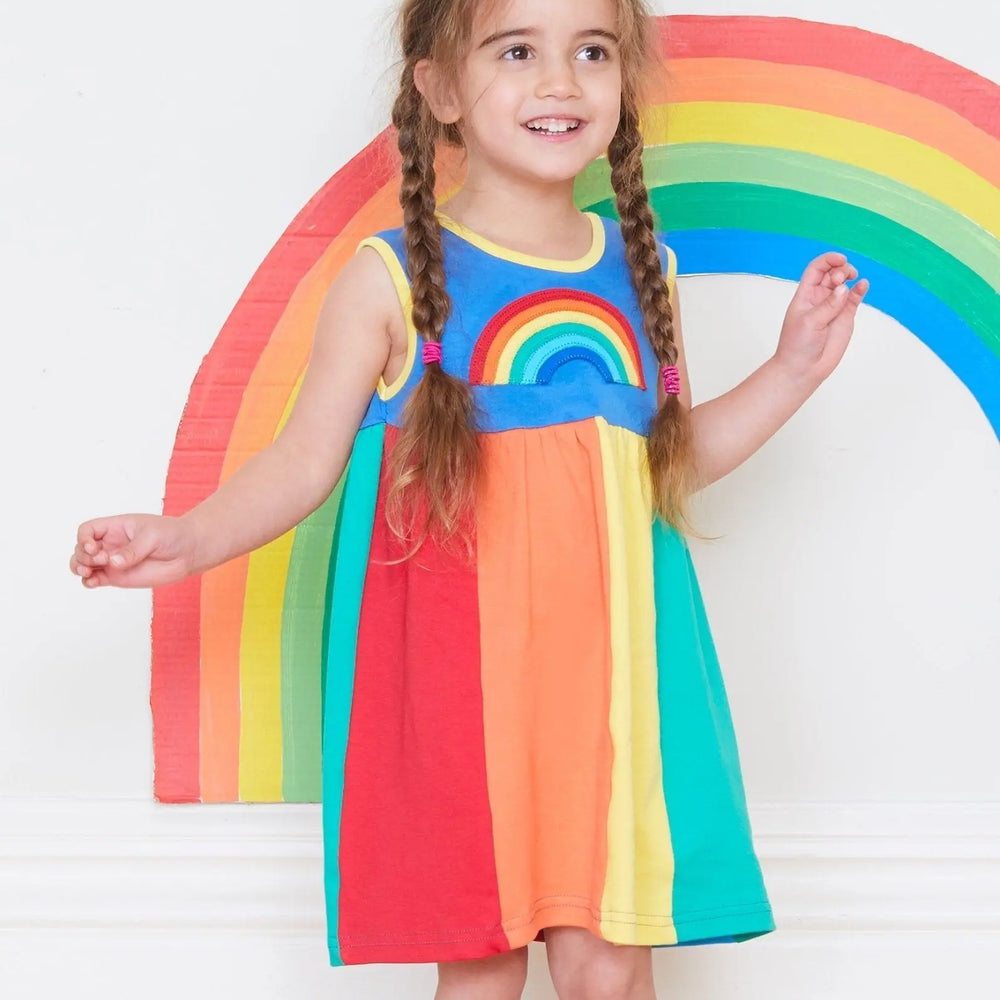Organic Multi Stripe Pinafore Dress Toby Tiger