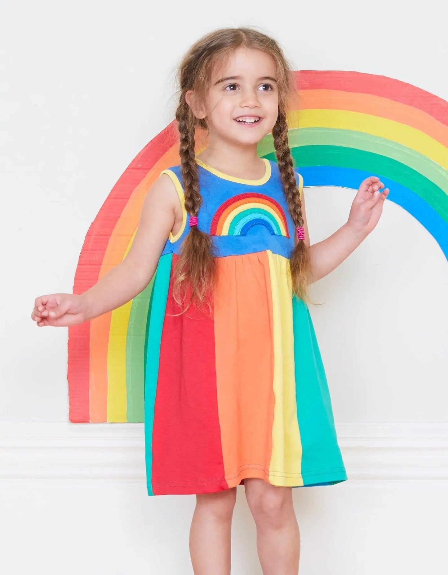 Organic Multi Stripe Pinafore Dress Toby Tiger