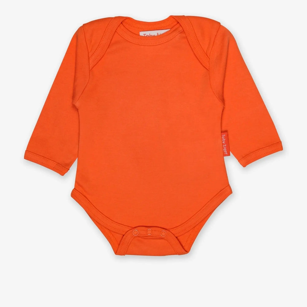 Organic Orange Basic Long-Sleeved Baby Bodysuit Toby Tiger