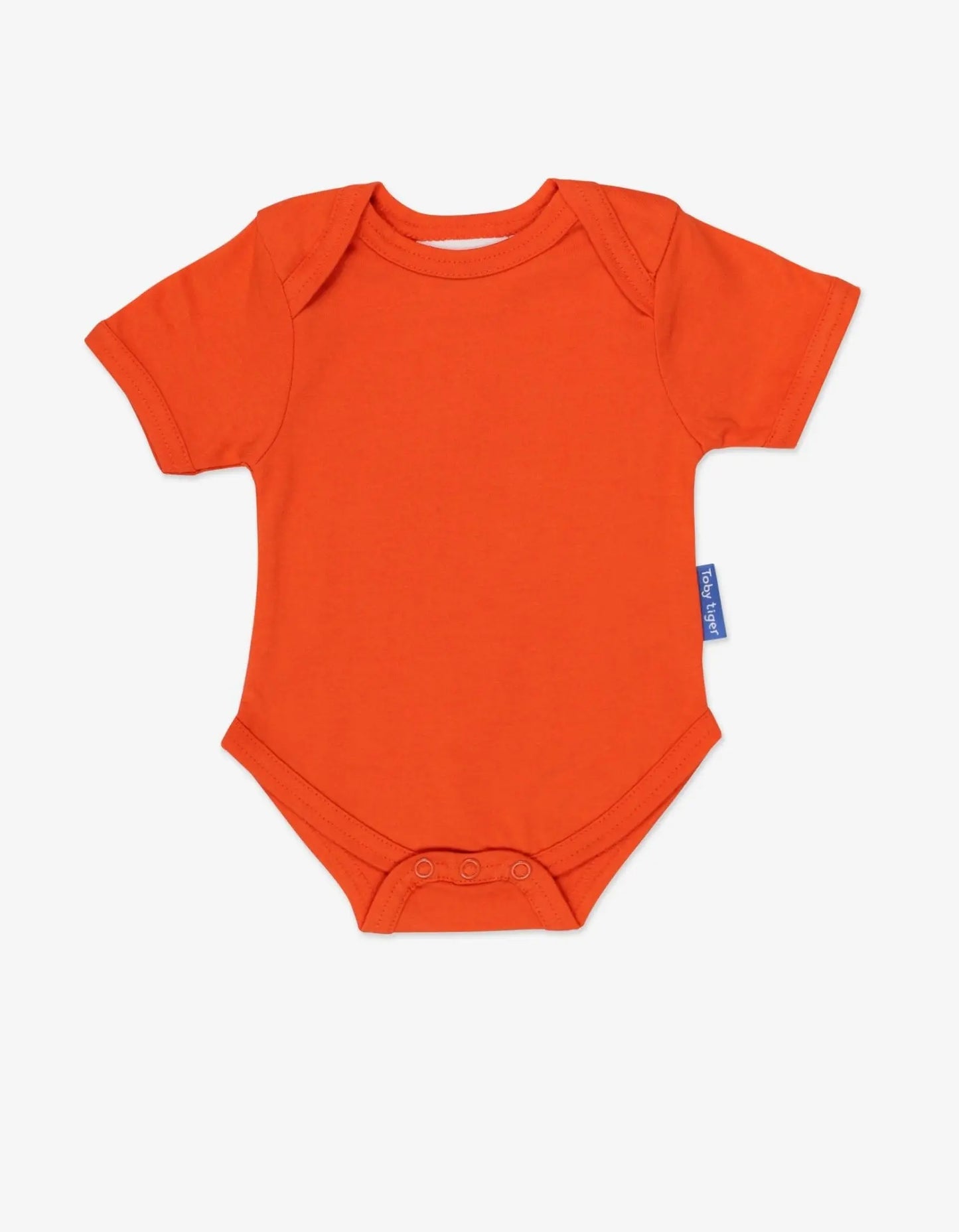 Organic Orange Basic Short-Sleeved Baby Bodysuit Toby Tiger