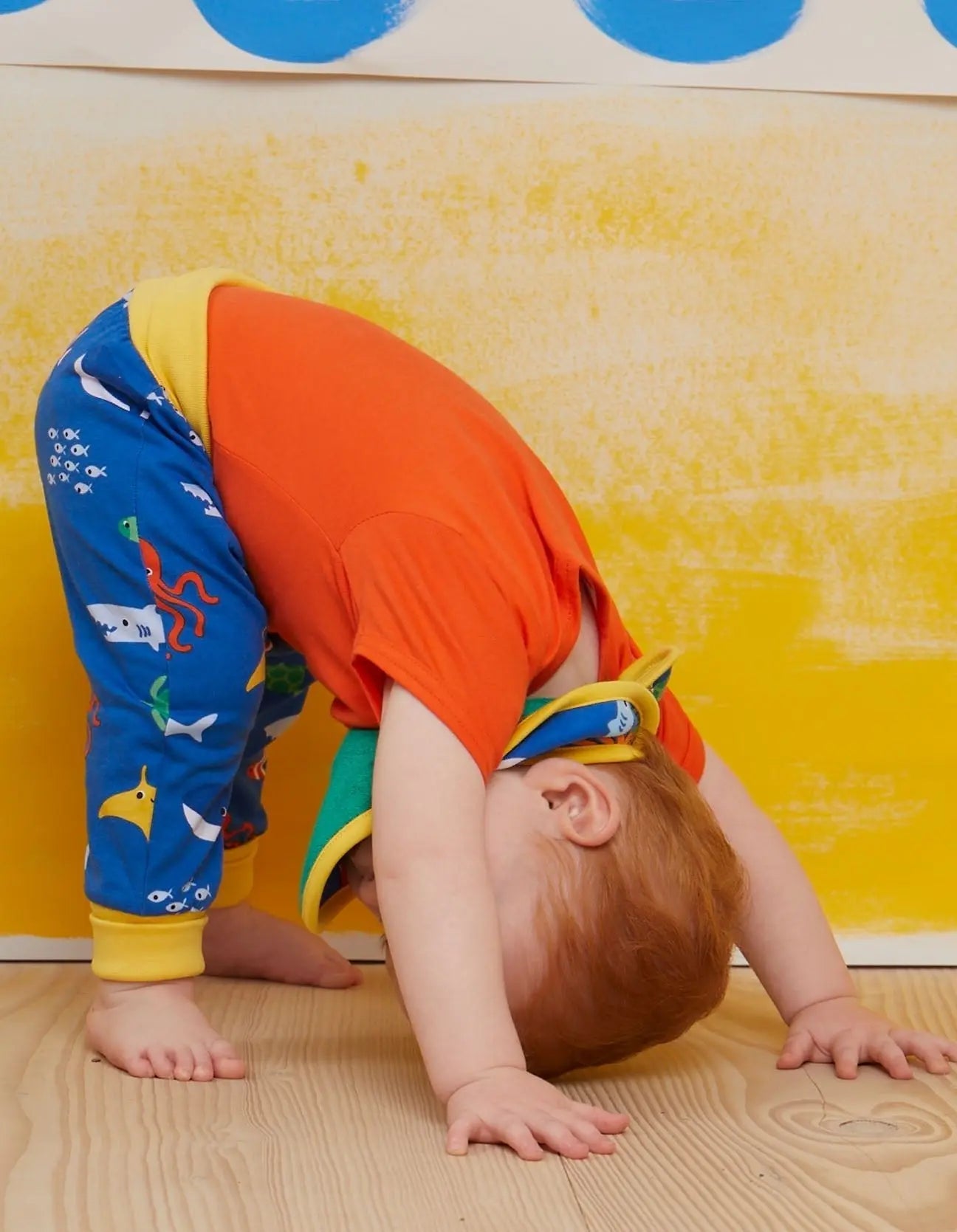 Organic Orange Basic Short-Sleeved Baby Bodysuit Toby Tiger