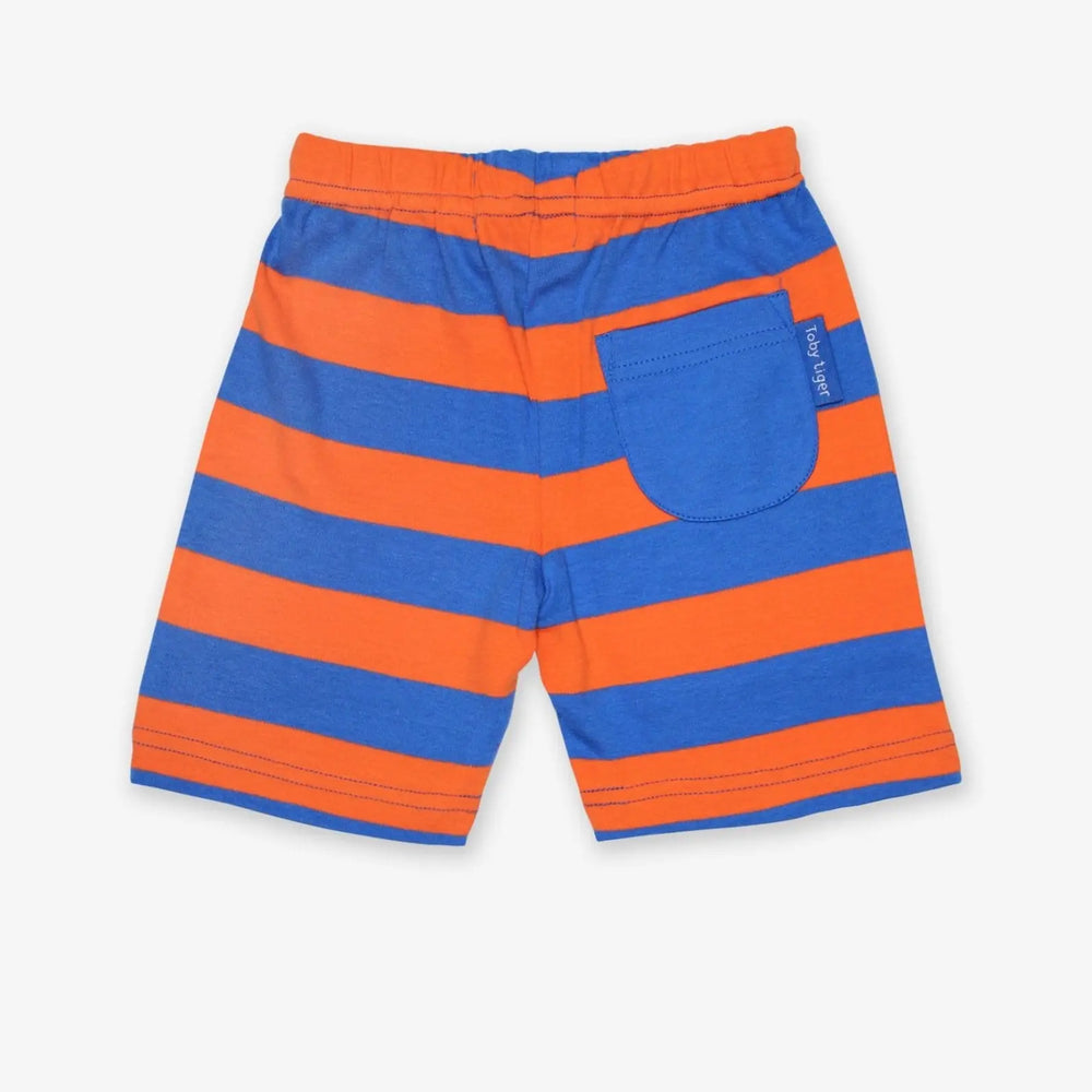 Organic Orange and Blue Stripe Shorts Toby Tiger