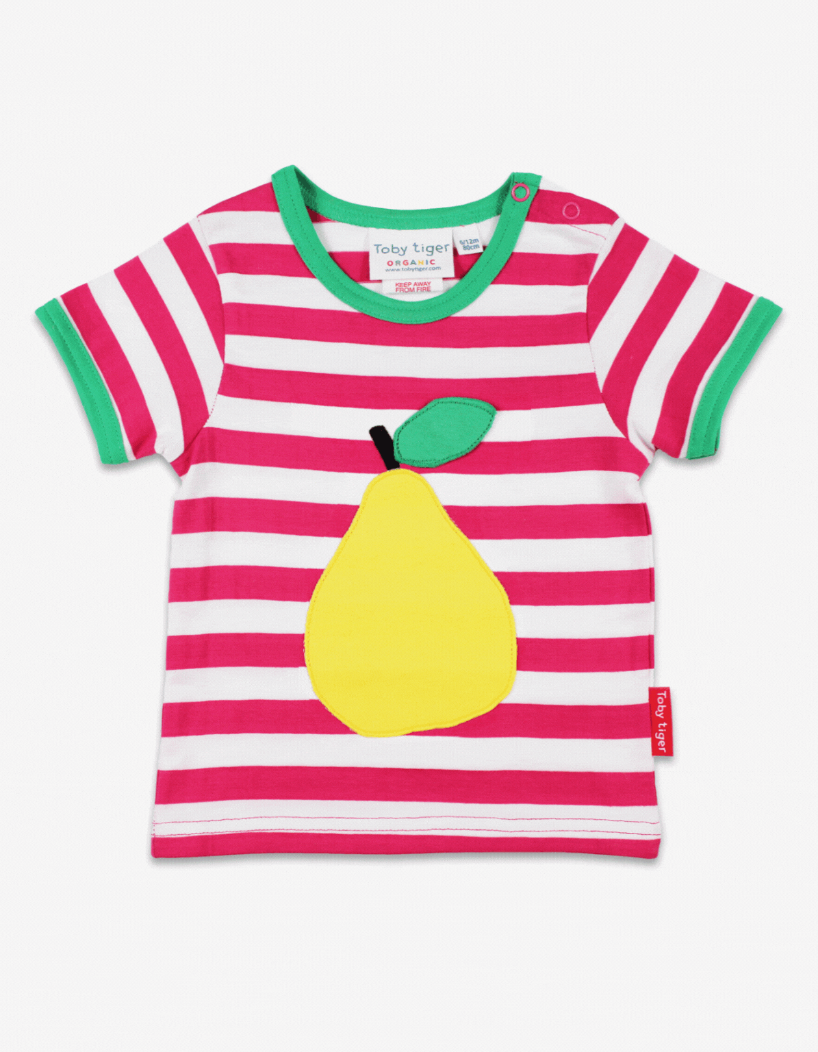 Organic Pear Applique Short-Sleeved T-Shirt Toby Tiger